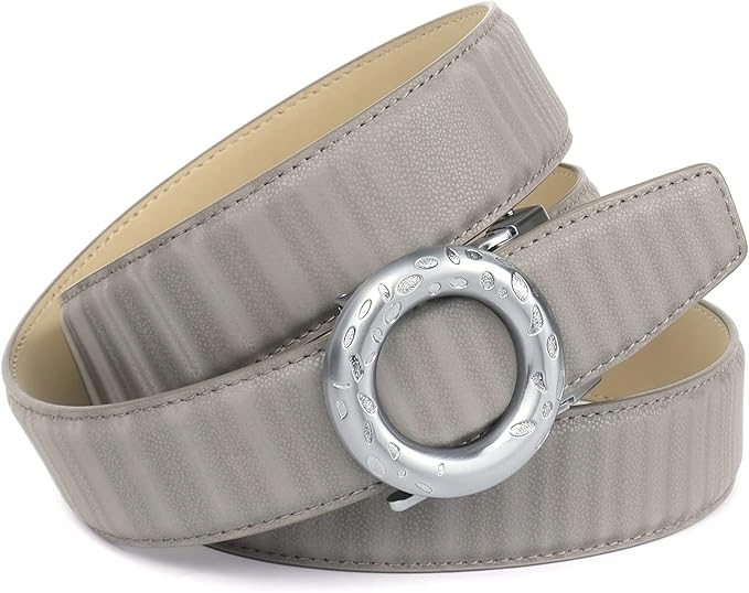 Anthoni Crown Šedý Kožený Opasek S Kulatou Sponou 85 6_A