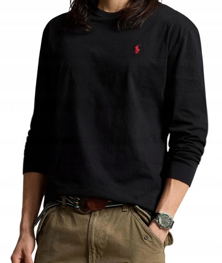 Polo Ralph Lauren tričko s dlouhým rukávem, dlouhý rukáv, černá barva, velikost M