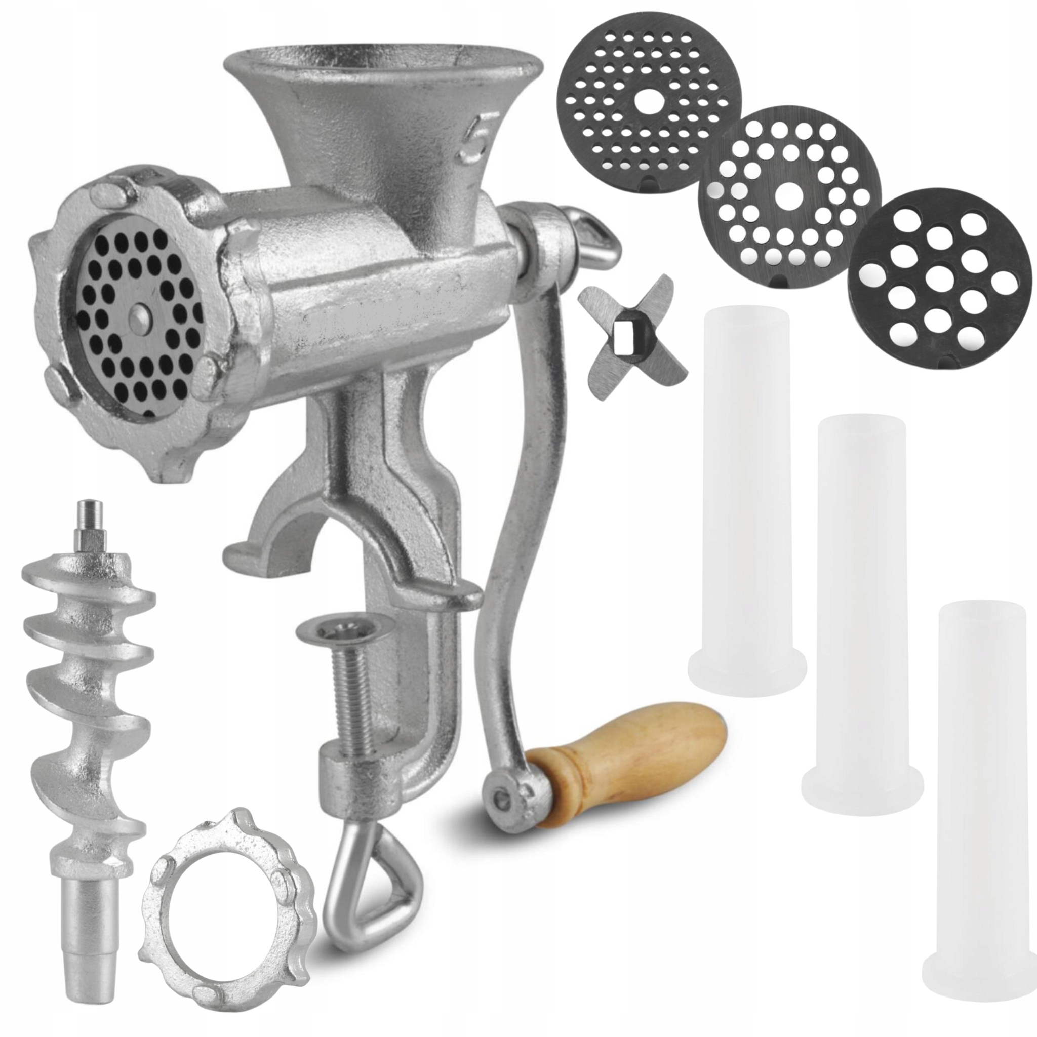 Maszynka młynek Do mielenia mięsa żeliwna lejki sitka sitko nadziewarka NR5