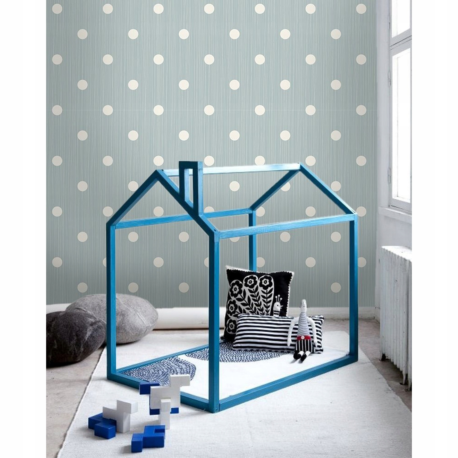 

Fototapeta do salonu Szaro białe grochy 416x254 cm