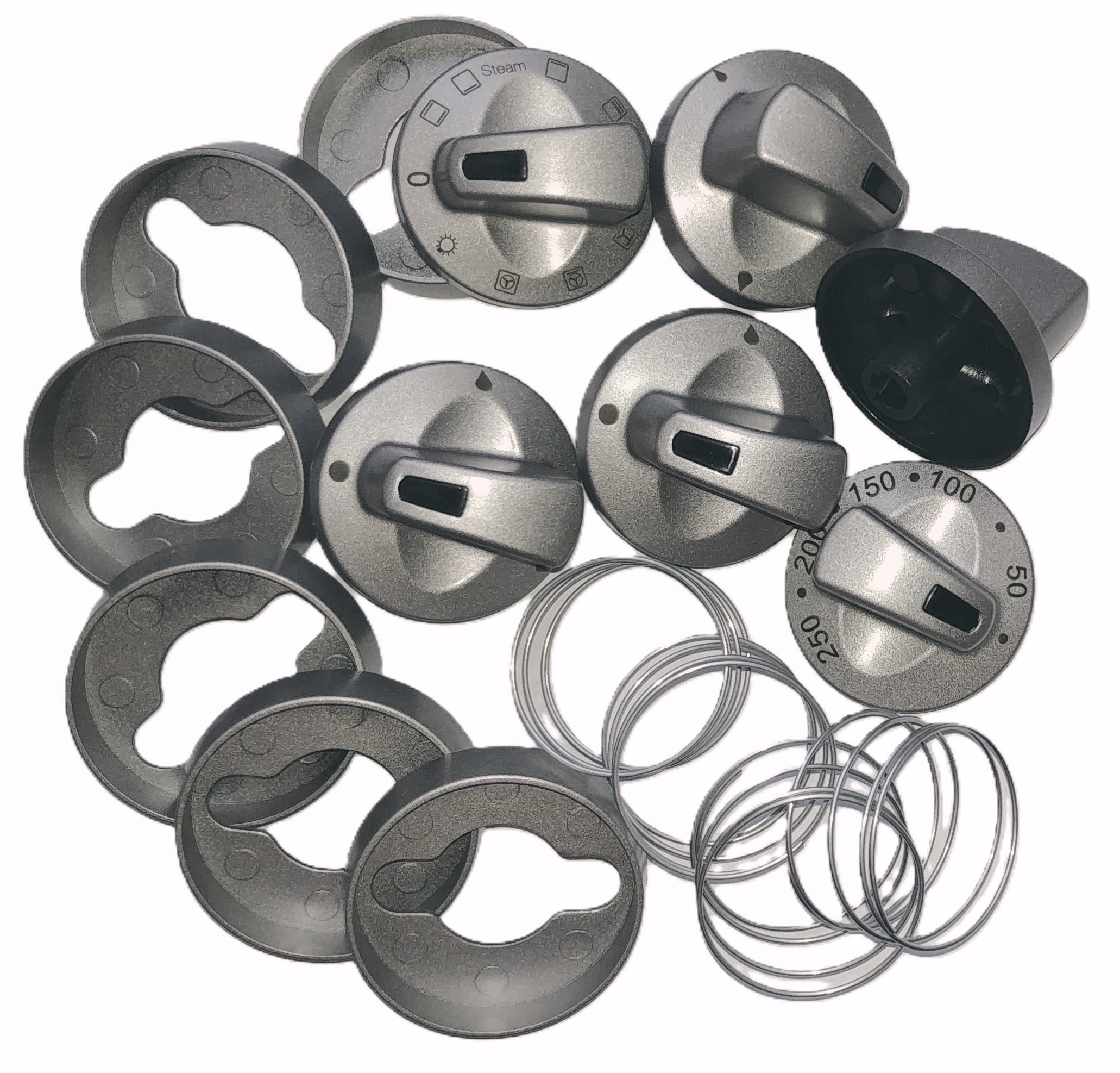 Pokrętła Do Kuchenki Amica Srebrne Komplet 6 Szt, Pokrętło Funkcji 0+9