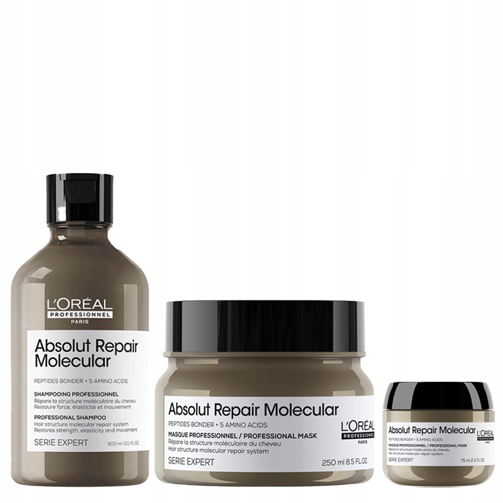 Loreal Absolut Repair Molecular zestaw odbudowujący szampon maska +maska 75