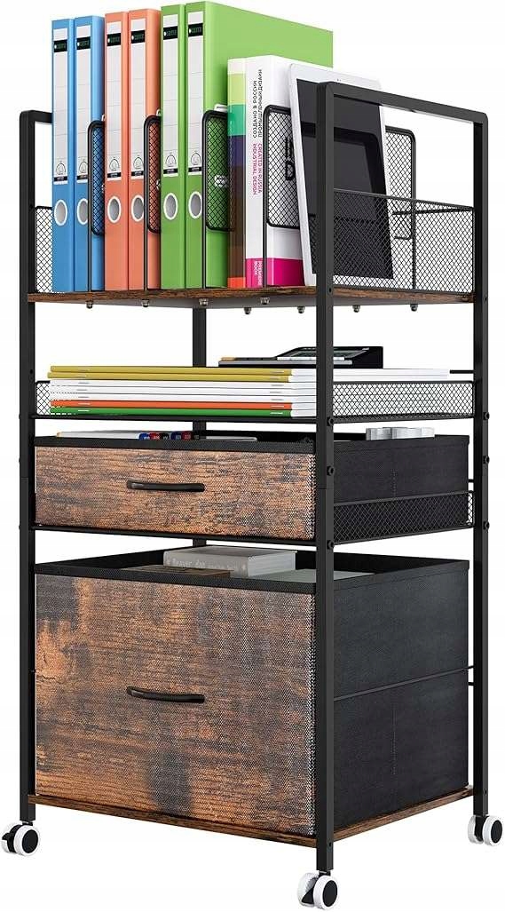 Kancelářský regál Skříňka na kolečkách Kovový rám se dvěma zásuvkami 43x85 cm