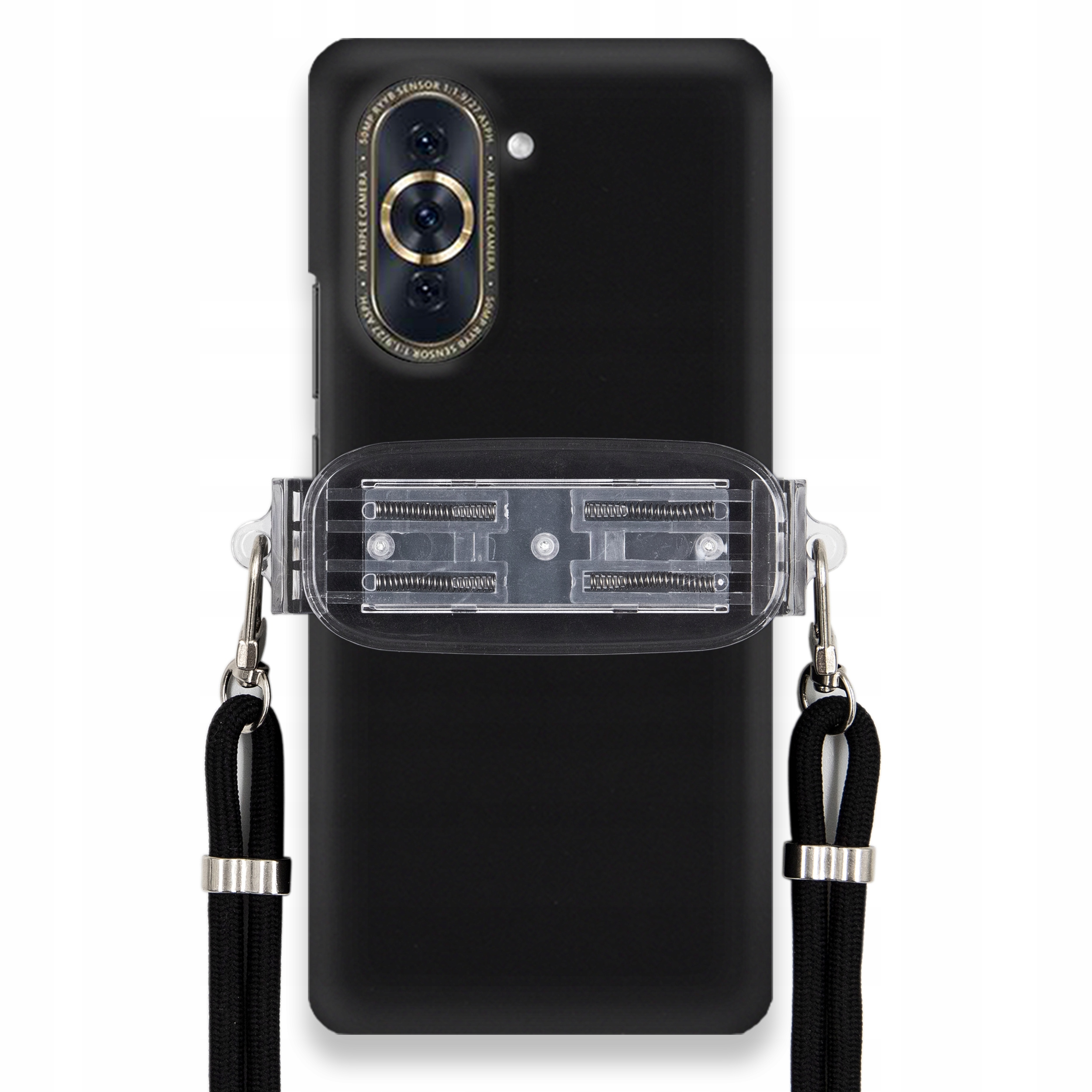 Pouzdro Pro Huawei Nova 10 Smooth Černý Case Univerzální Držák Černá Šňůrka