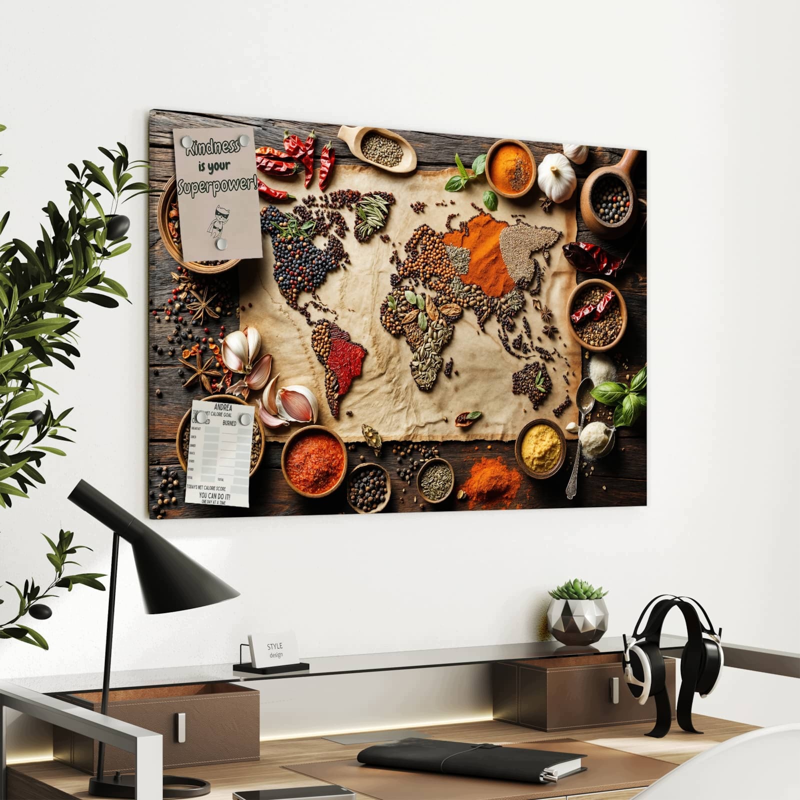 Magnetická tabule Mapa světa Vintage 90 × 60 cm