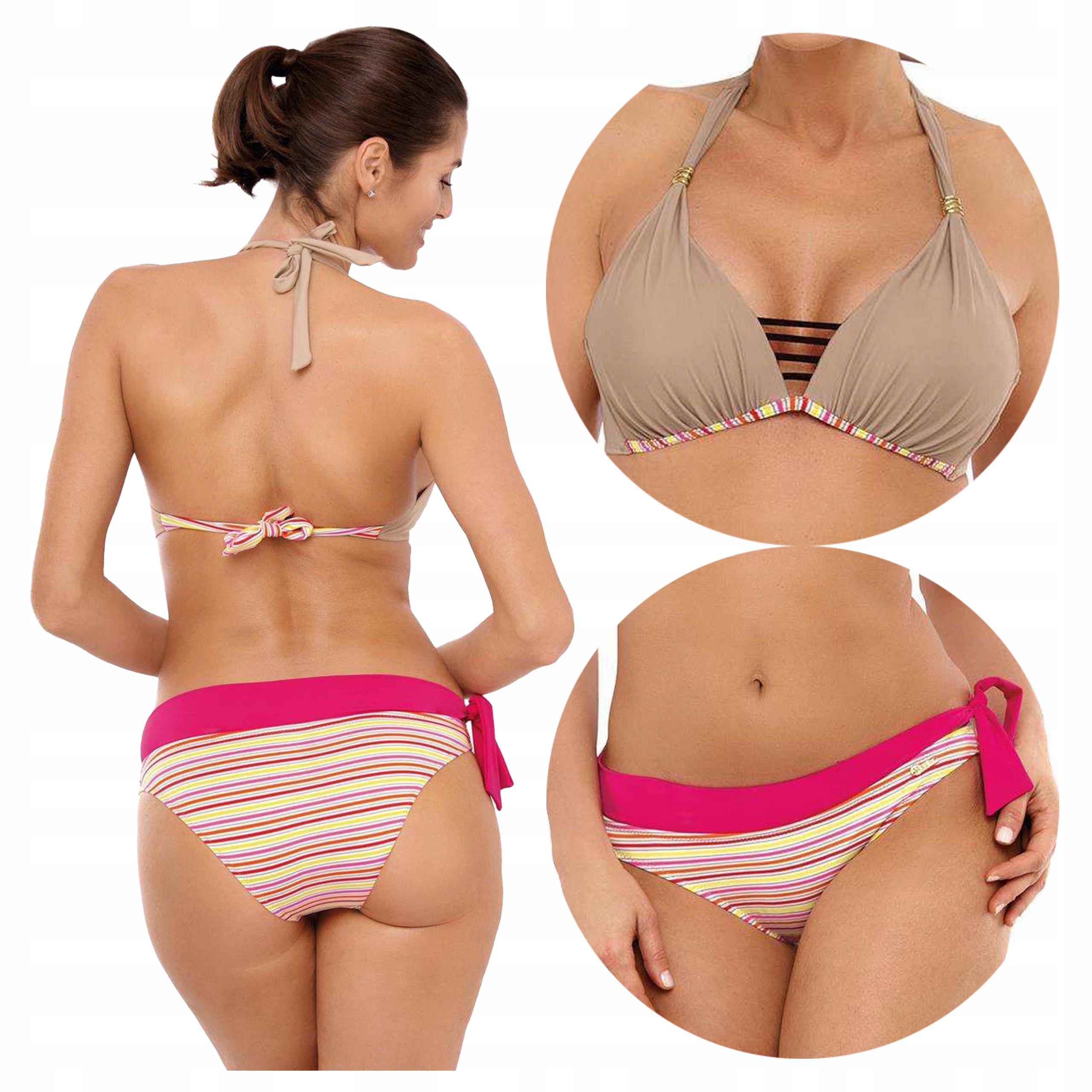 Barevné Push-up plavky s vázáním Paloma Mosaico M-550 (3) Béžová S