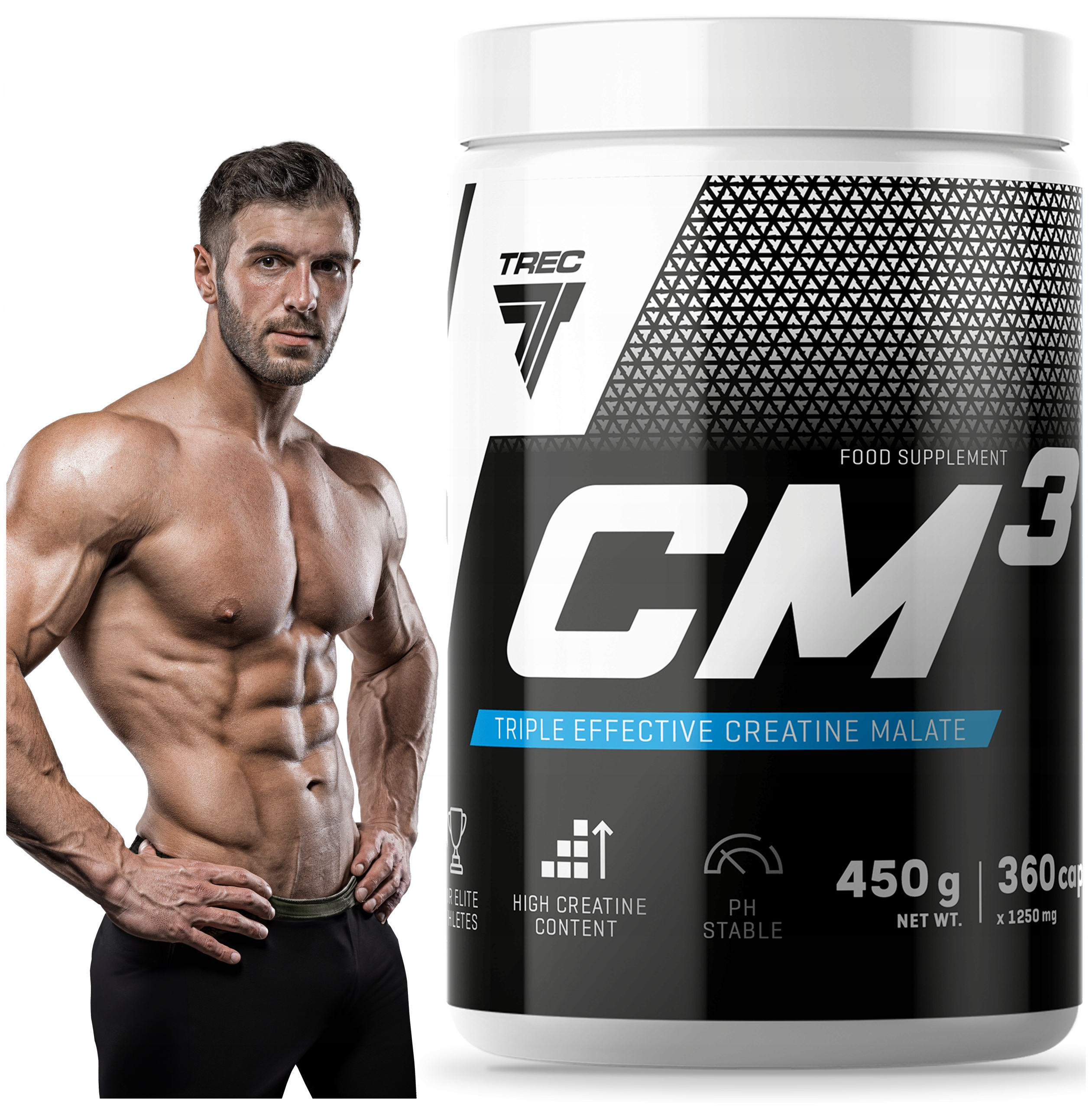 Trec CM3 360 kapslí kreatin pro výkonnost a sílu regenerace kreatin jablečnanu