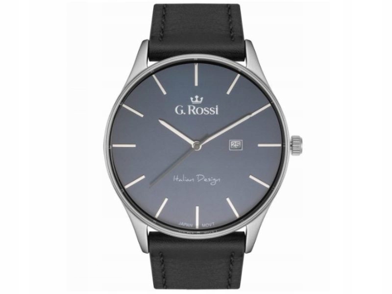 Černé pánské hodinky na řemínku z přírodní kůže, řemínek z přírodní kůže