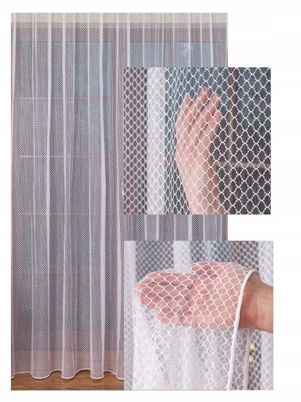 Záclona Průhledná síť Bílá Elegantní Obývací pokoj Kuchyně s páskou 160x140