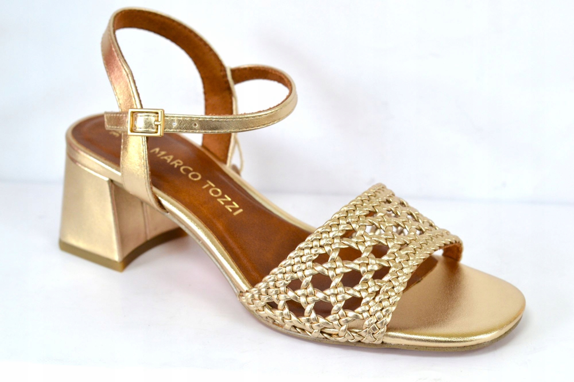 Marco Tozzi 28382-44 Zlaté Sandály Klocek VEL.38