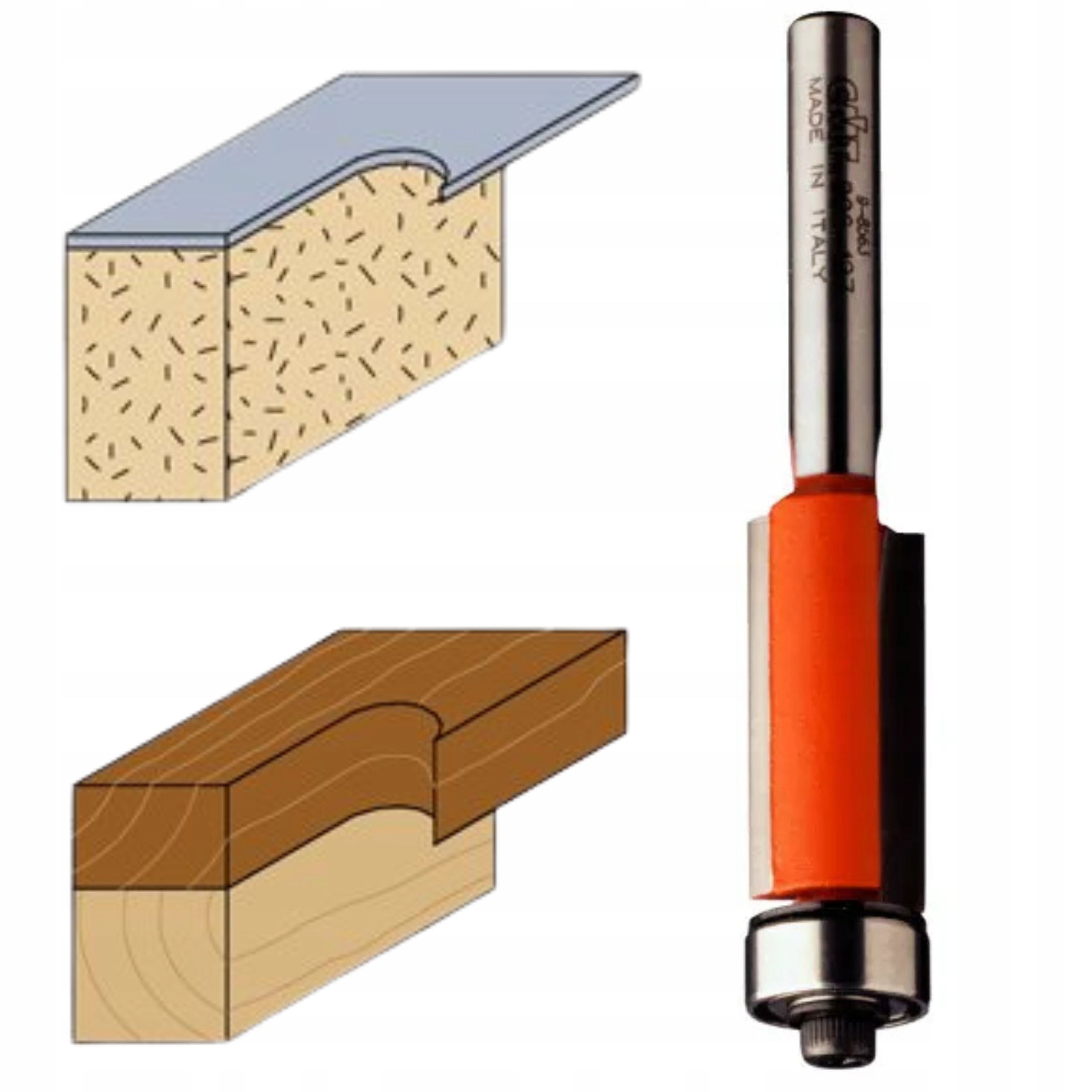 Frez Prosty do drewna Z Dolnym Łożyskiem I=38,1 D=12,7 S=12 906.629.11 Cmt