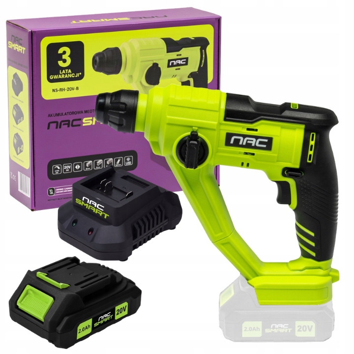 Młotowiertarka Akumulatorowa 1,5J Nac Smart Aku 2AH Szybka Ładowarka Zestaw