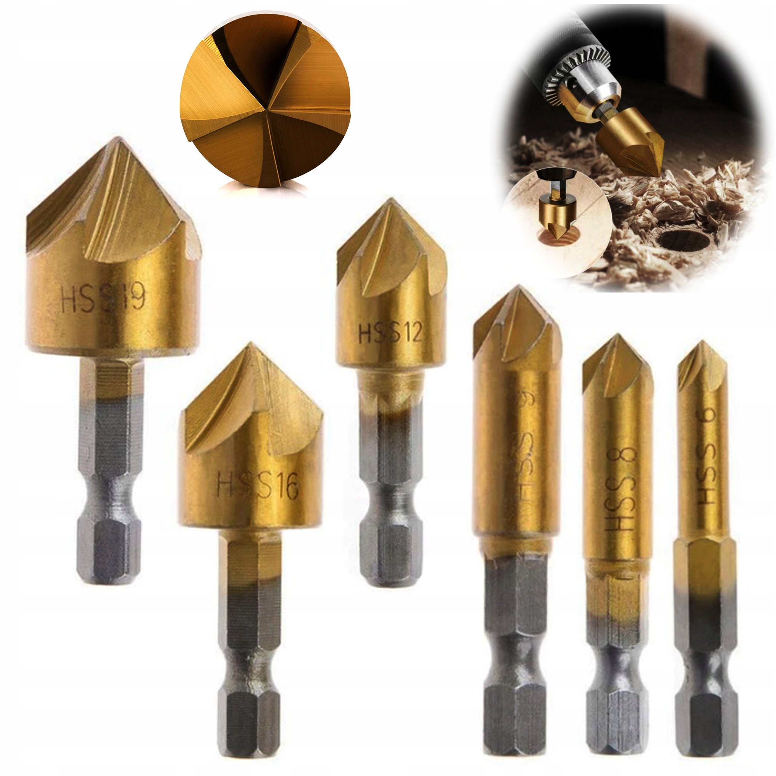 

Zestaw Wierteł Fazujących Stożkowych Pogłębiacze