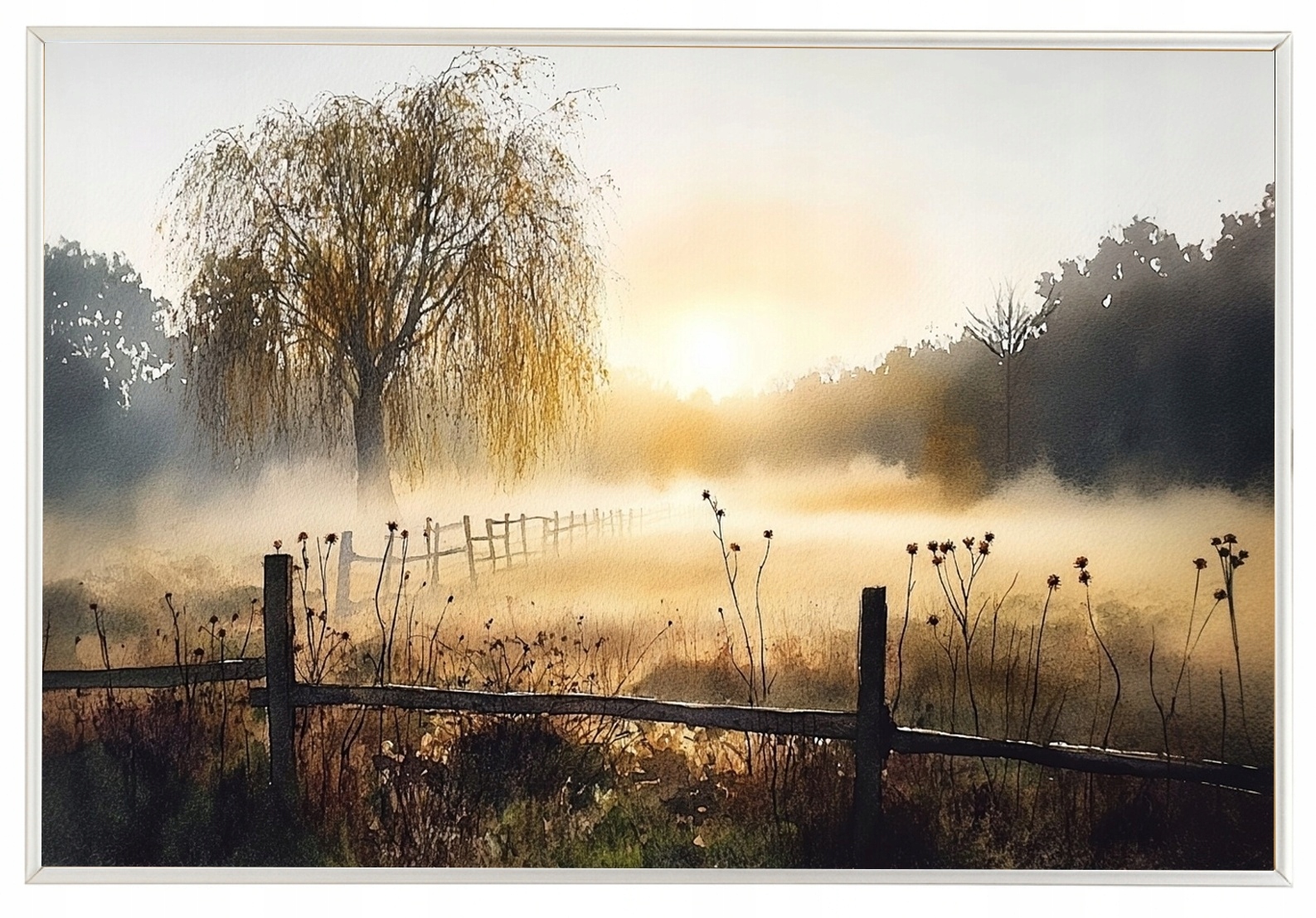 Rámeček Plakát Plakát Krajina Venkovní Venkov Louka Vrba Slunce 60x40