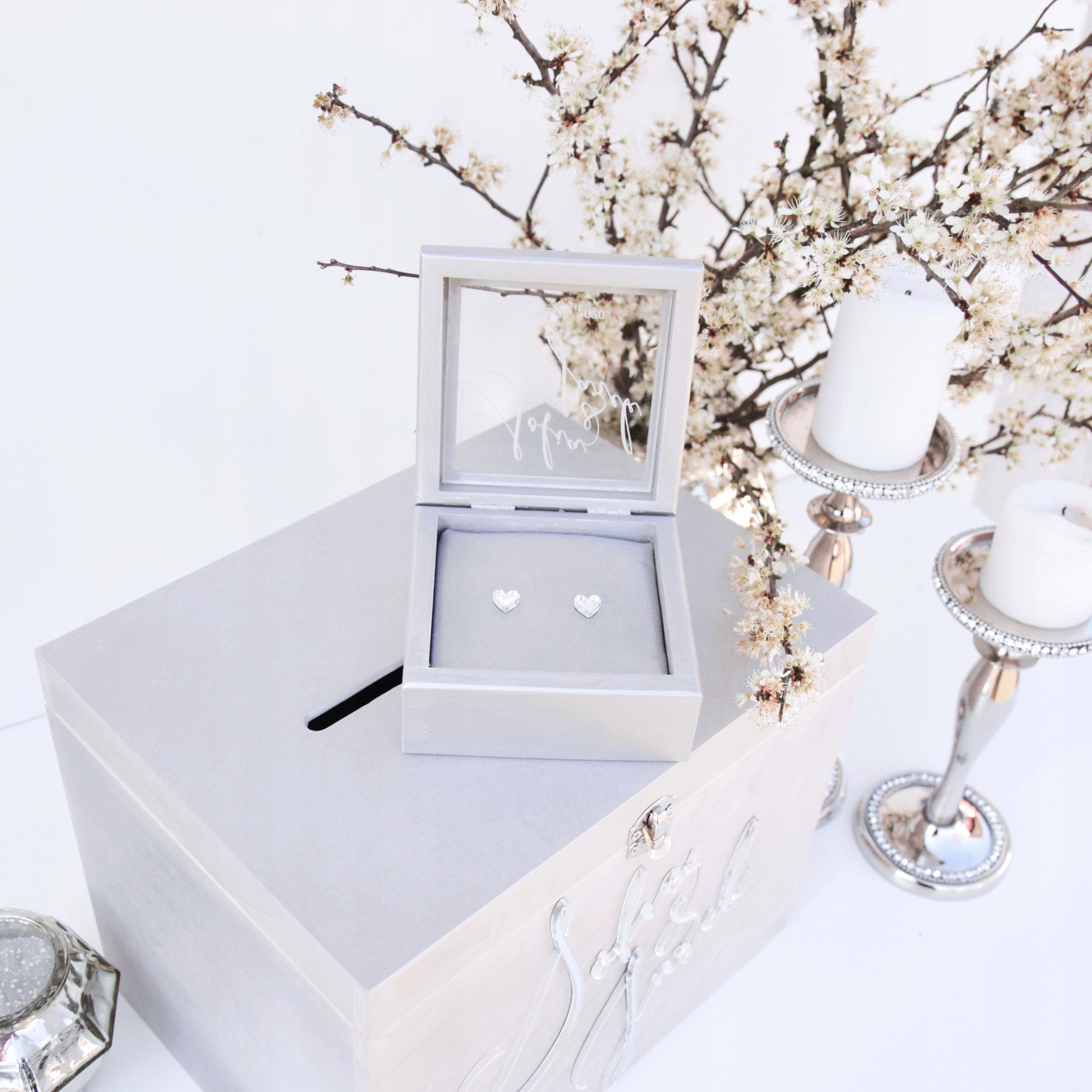 SREBRNE Pudełko na obrączki ślub glamour imiona Nazwa exclusivegraw