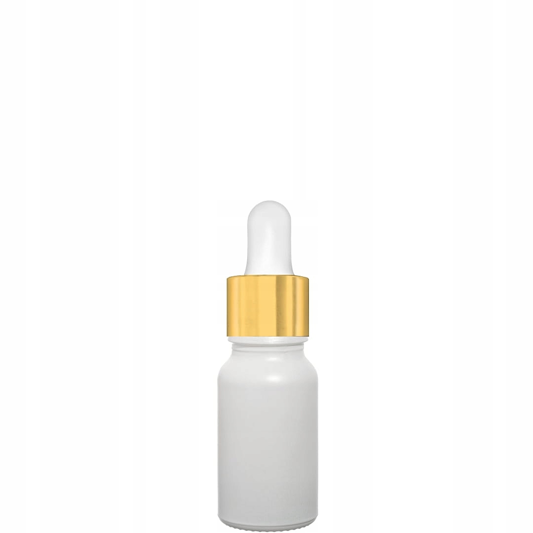 

Butelka szklana 10ml biała matowa z pipetą złoto b