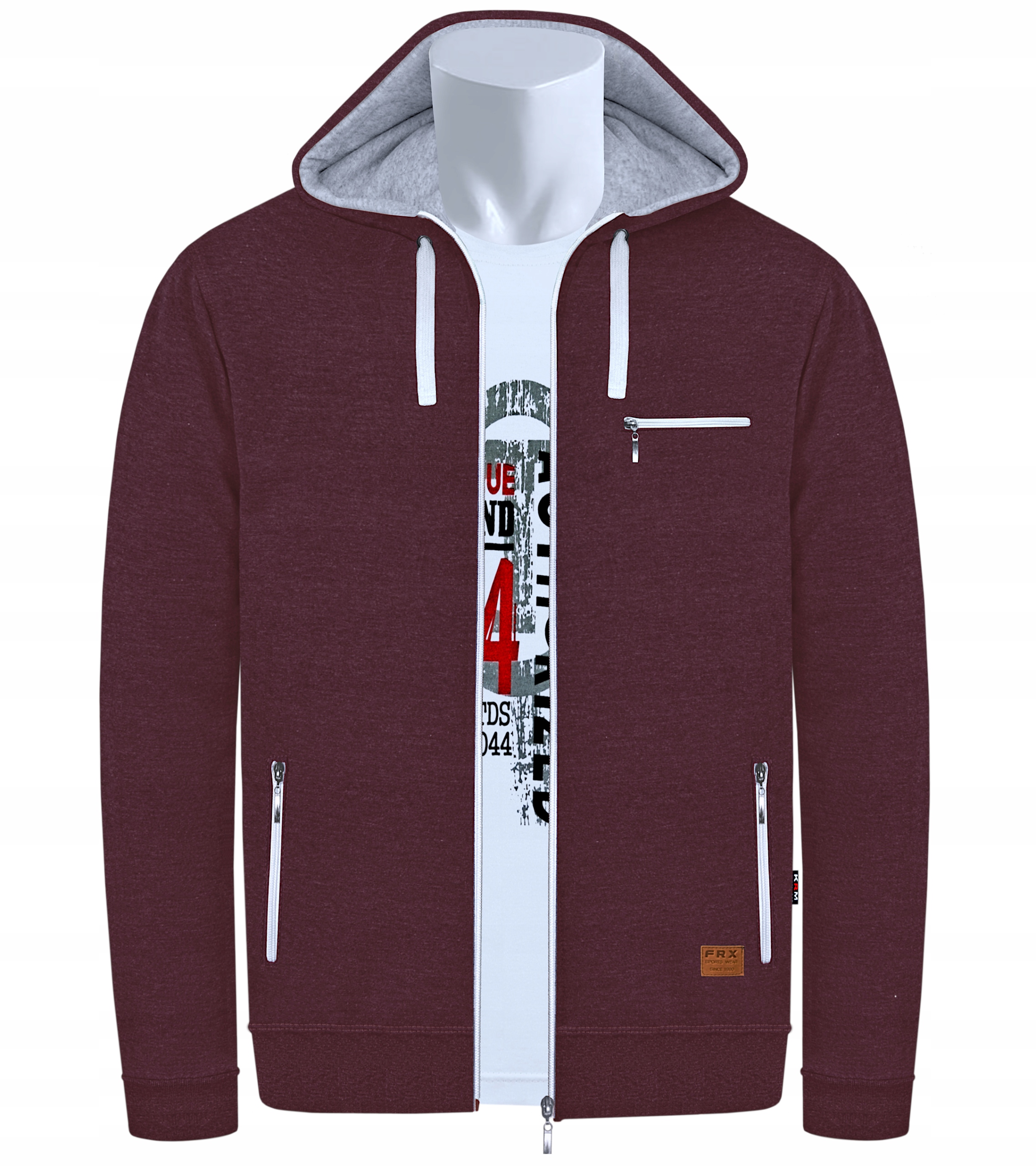 

Duża Bluza Męska FR/KPzamek 3XL bordo