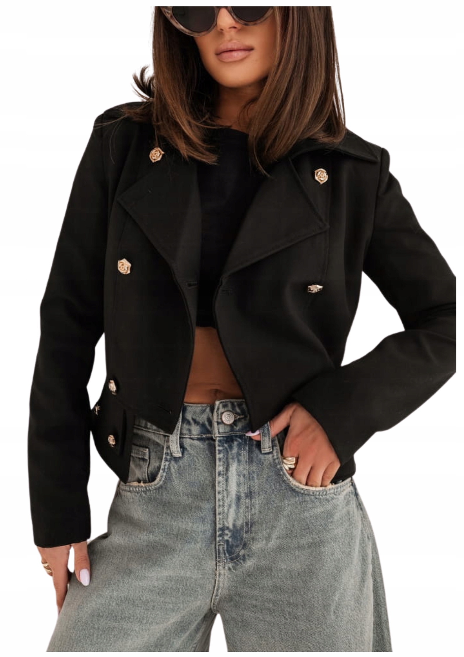 Jarní bunda se zlatými knoflíky Cocomore černá S