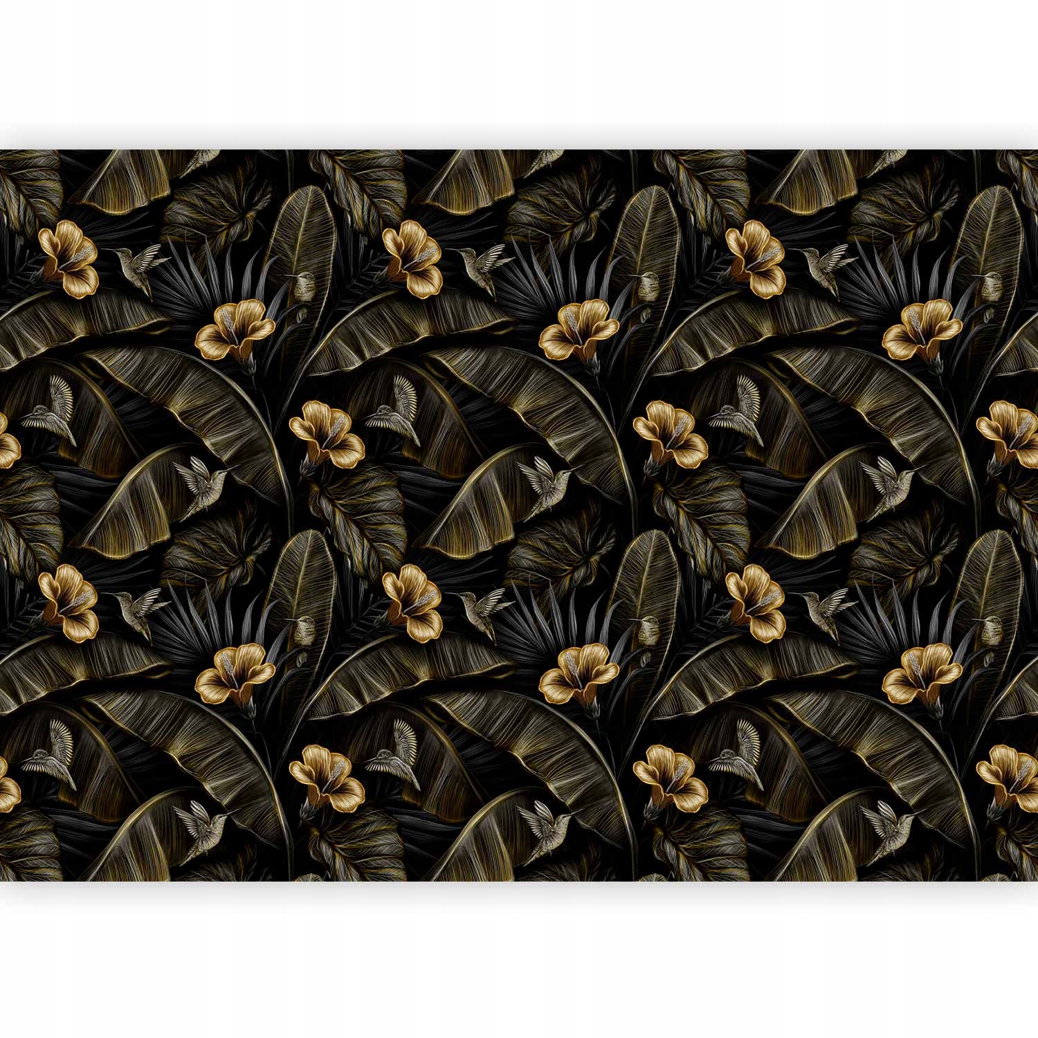 Fototapeta Samolepicí Černo-zlaté Listy Vzor Do Spa Mural 441x315