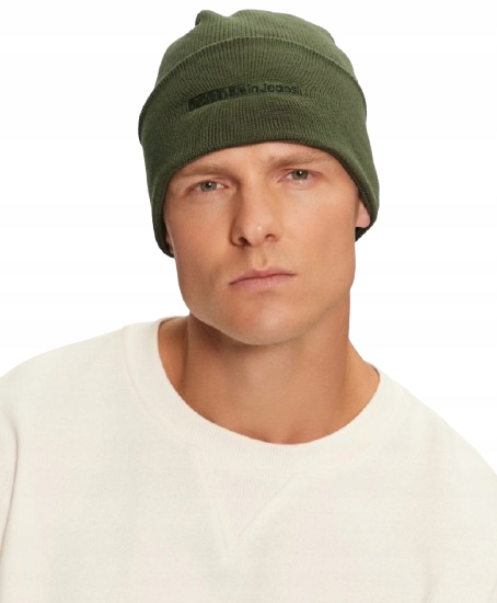 Calvin Klein Jeans Zelená Čepice Z Bavlny S Logem, univerzální, Xqa