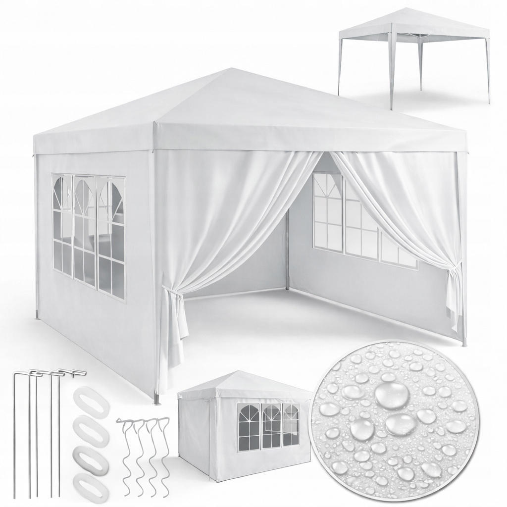 Altán Zahradní Pavilon Stan 3x3 m 4 Boční Stěny Uzamykatelný