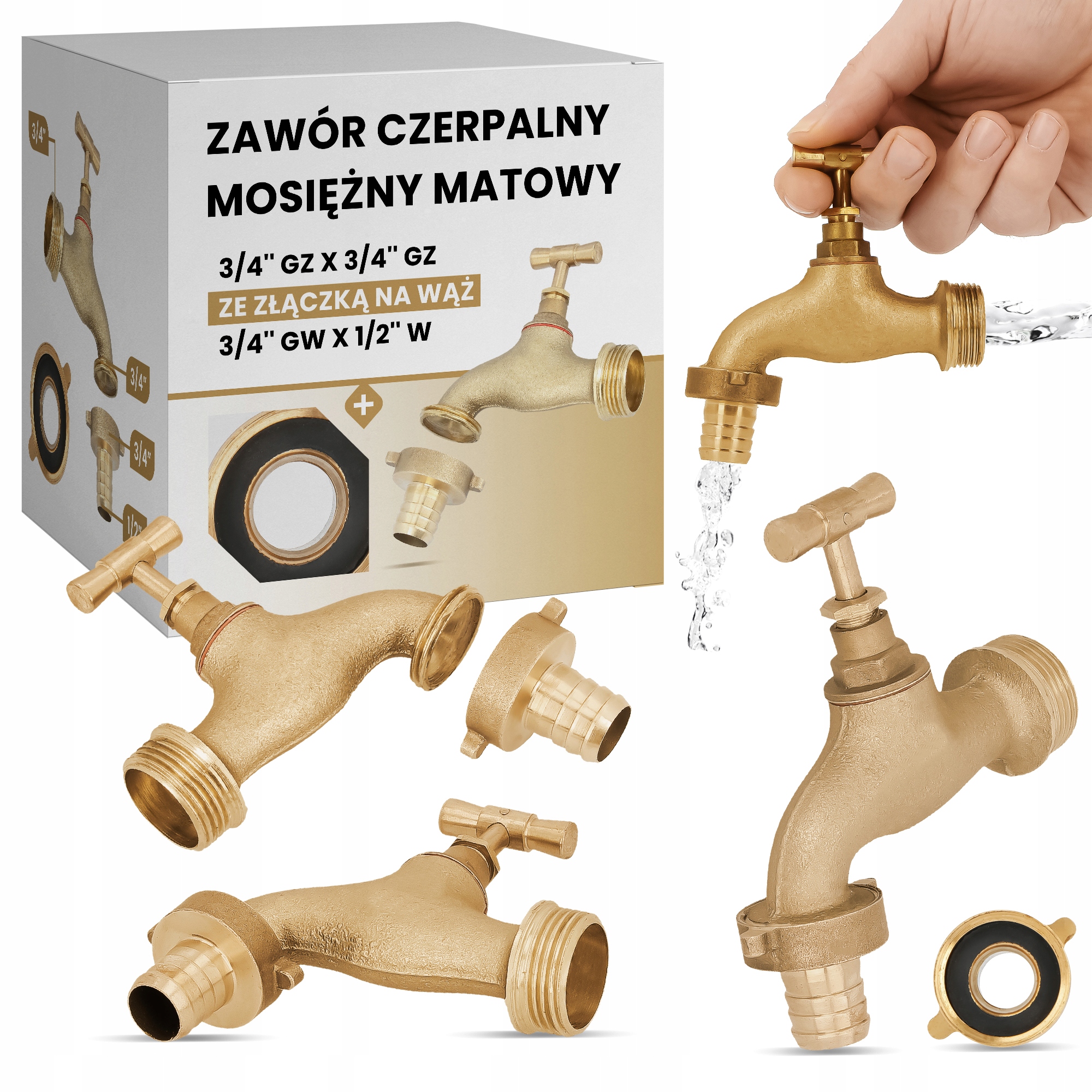 

Kran zawór czerpalny mosiężny 3/4'' szybkozłączka