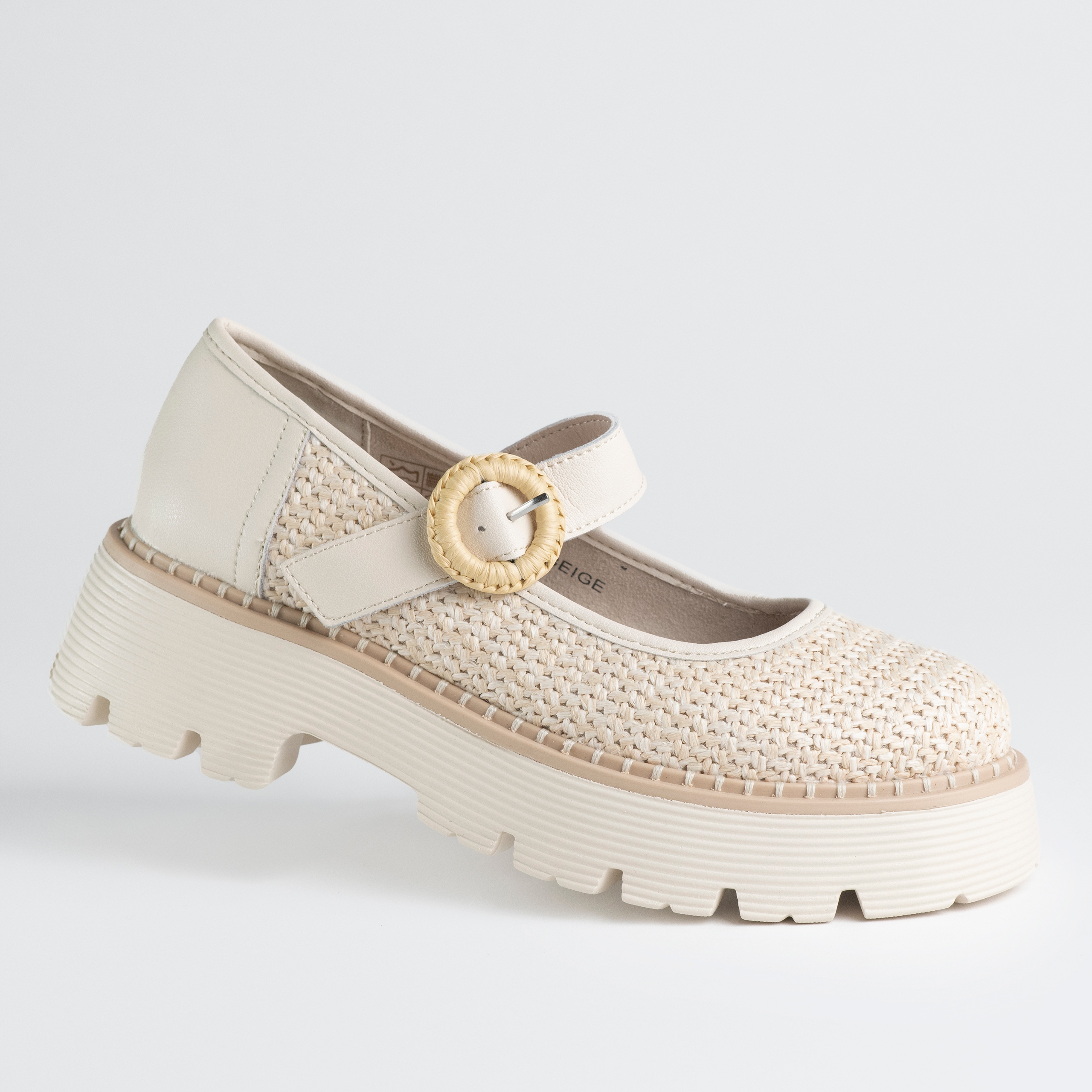 Dámské polobotky z pletené kůže Goodin GD-WL-74 béžová pásek lehký pohodlný 40