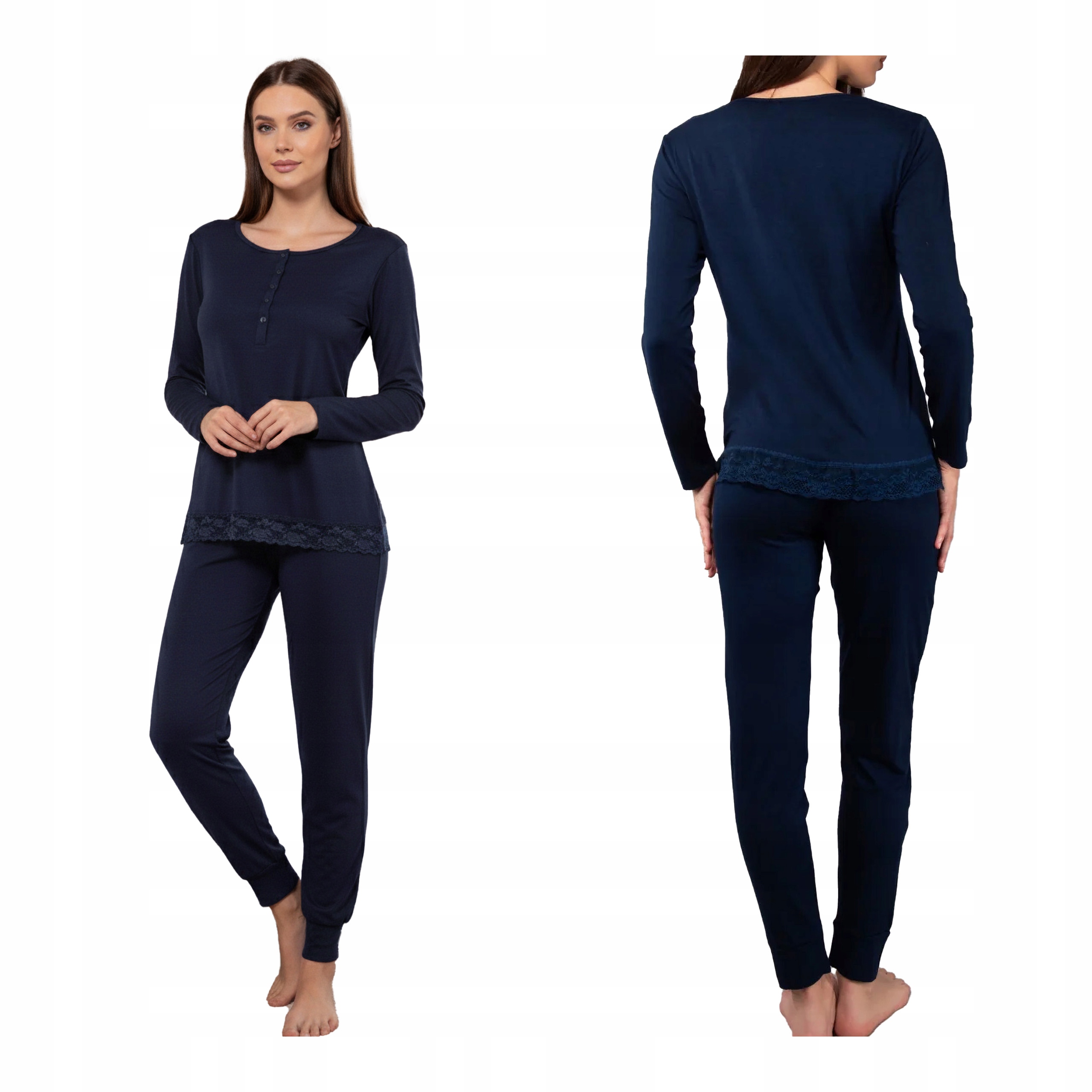 Dámské dvoudílné pyžamo s dlouhým rukávem, dlouhé kalhoty velikosti XL plus size Sielei