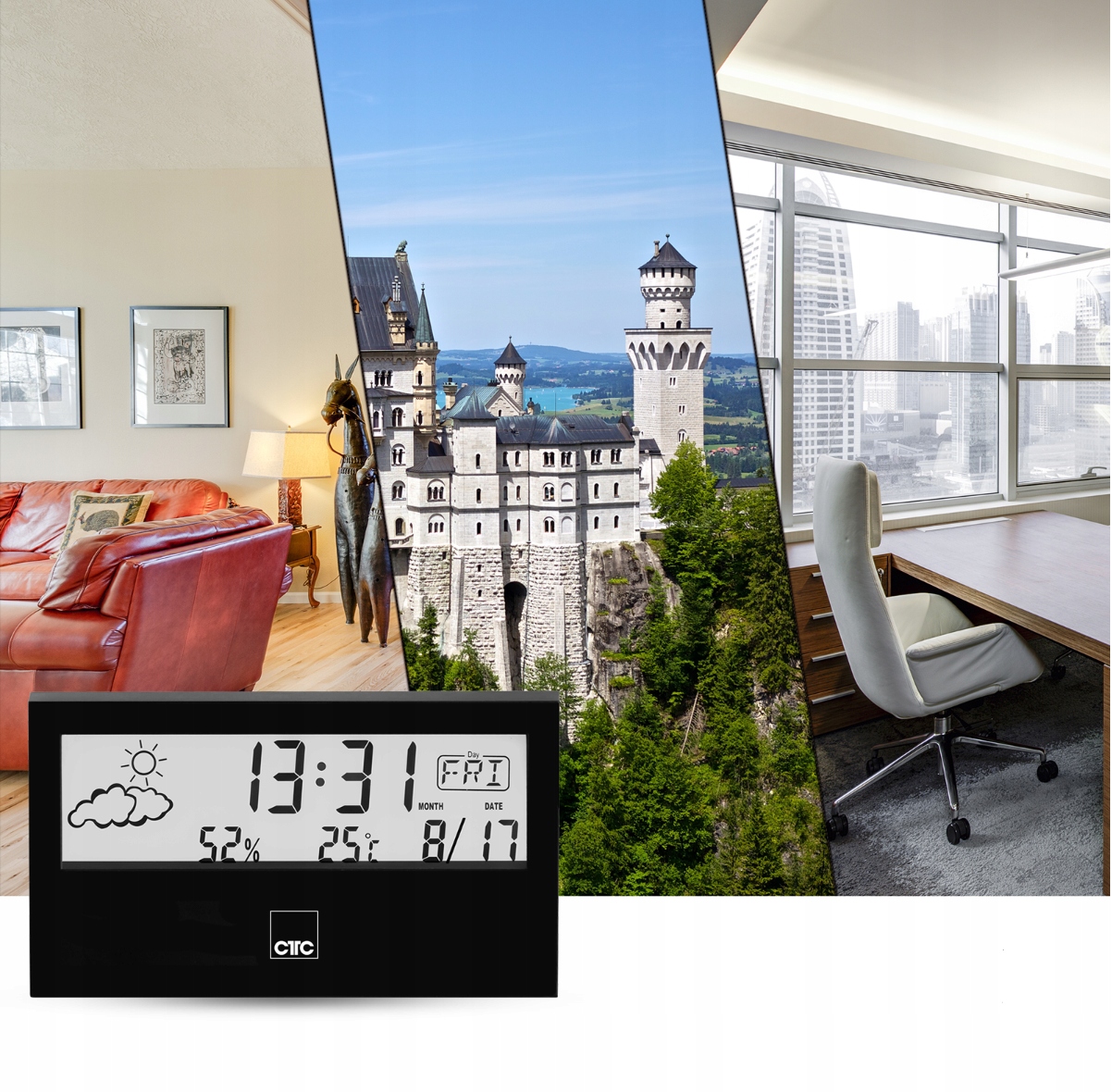 CYFROWY TERMOMETR HIGROMETR STACJA POGODY ZEGAR Kod producenta WSU 7022 CZARNY