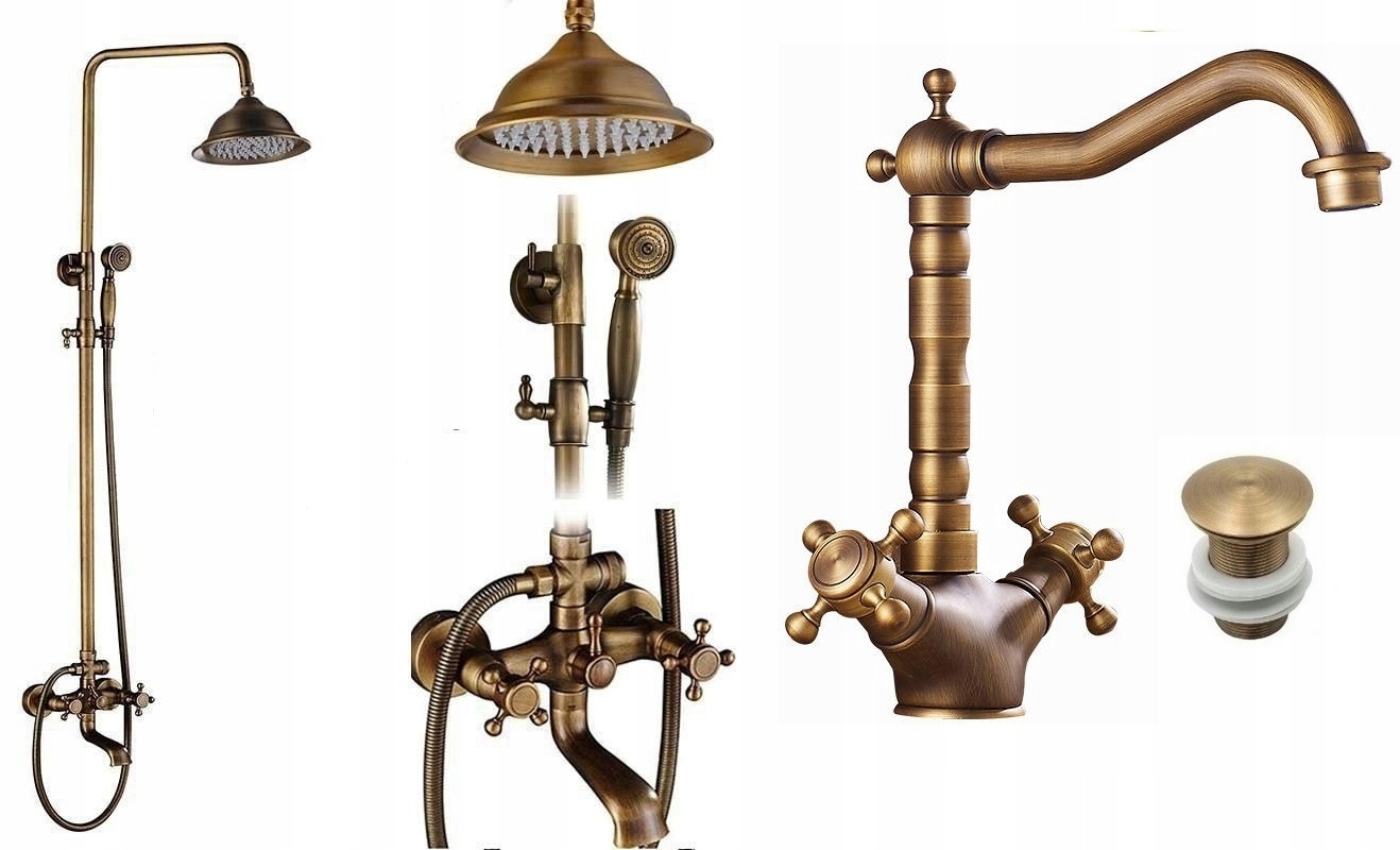 Kúpeľňová sprchová batéria Old Retro Mosadz Sada