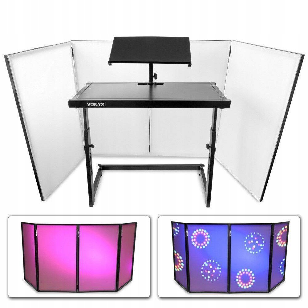 Statyw PRO DJ STAND regulowany mobilny+ składany parawan 4 panele lycra