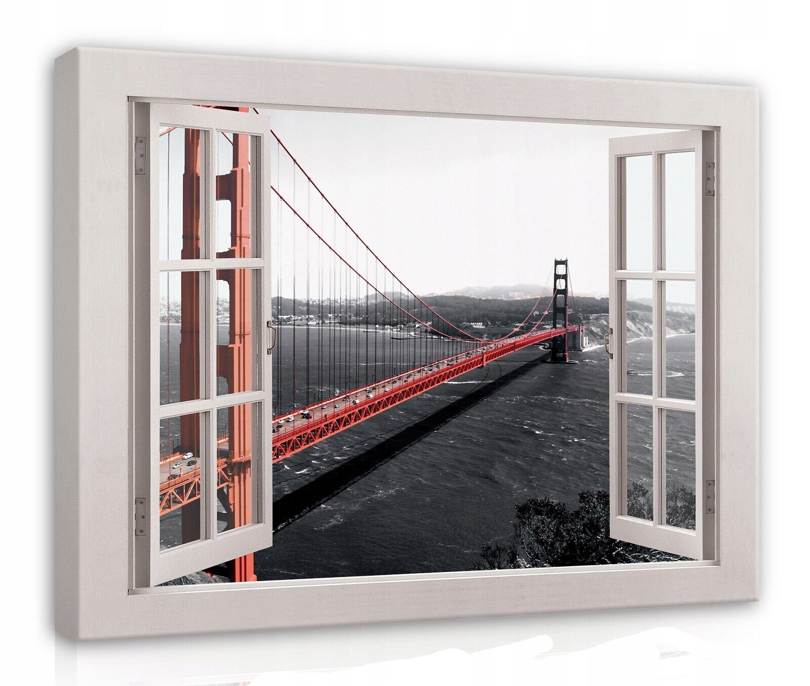 Obraz Na Plátně Canvas 120x80 Okno 3D Golden Gate