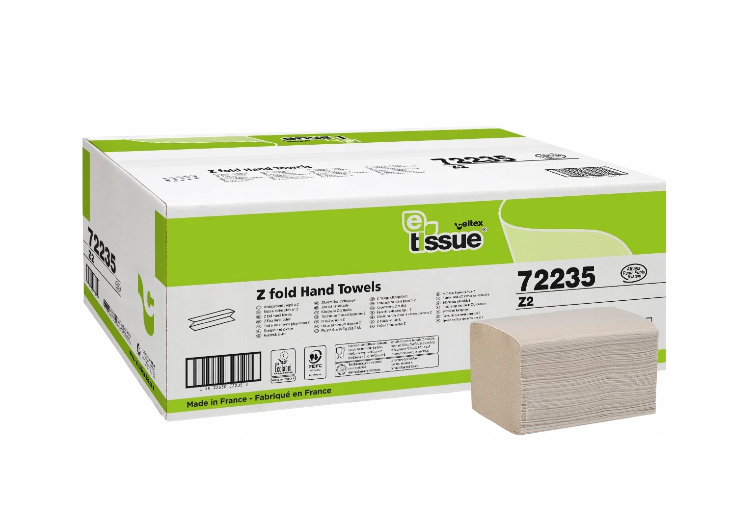 Levně Papírové ručníky Celtex E-Tissue, 3-panelové, složení Z 3750(25x150)ks, H2