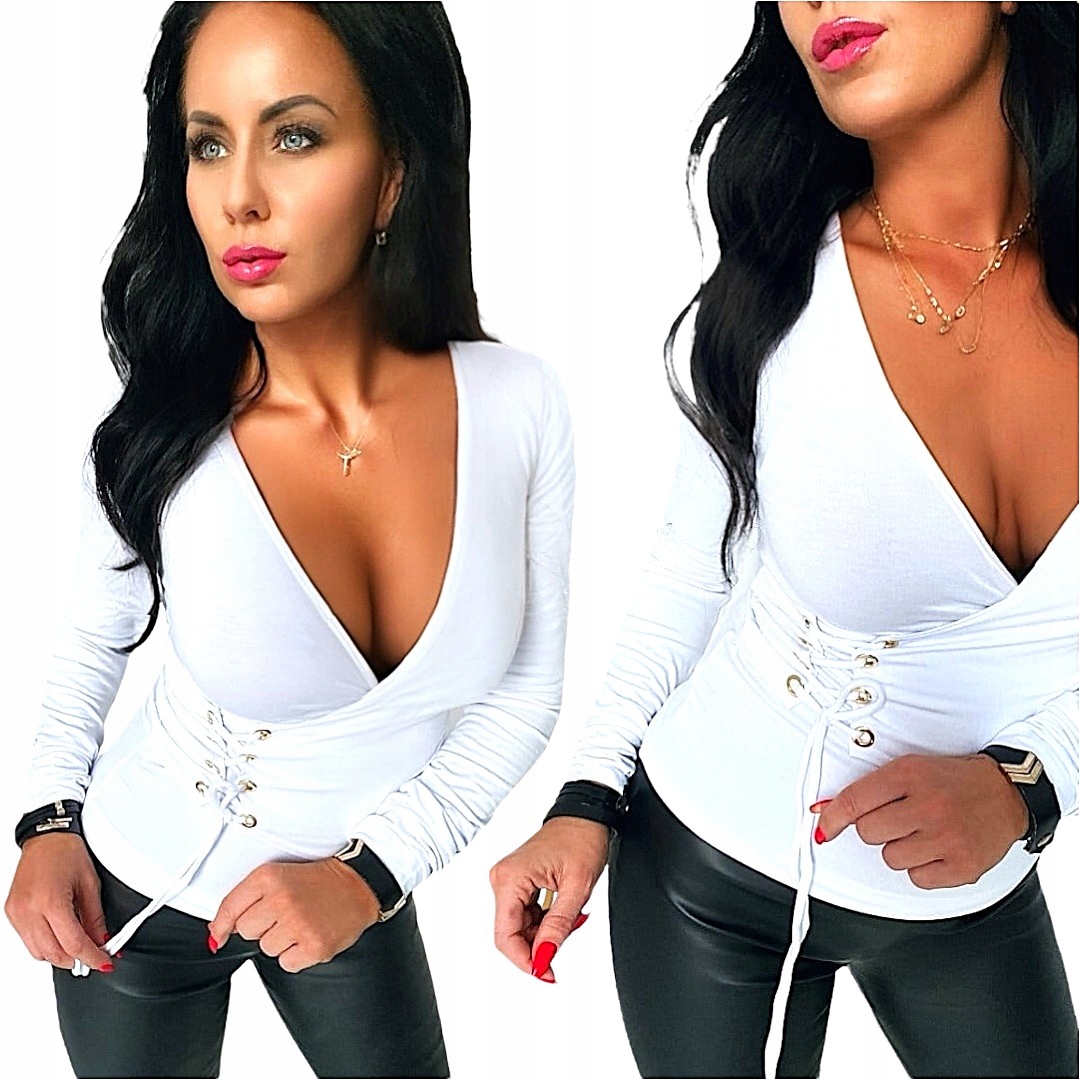 Dámská elegantní večerní halenka Sexy hluboký výstřih V obálka M 38