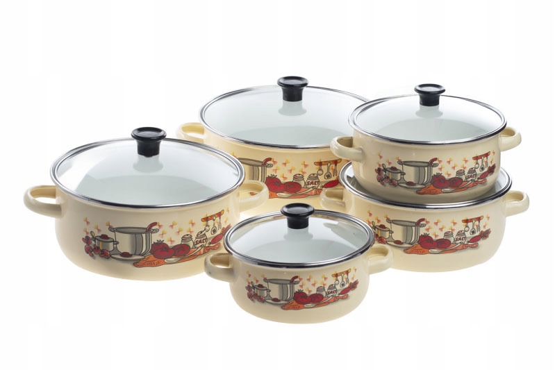 KLAUSBERG KPL 5 garnków emaliowanych z/p mix kolor Typ powłoki emaliowana