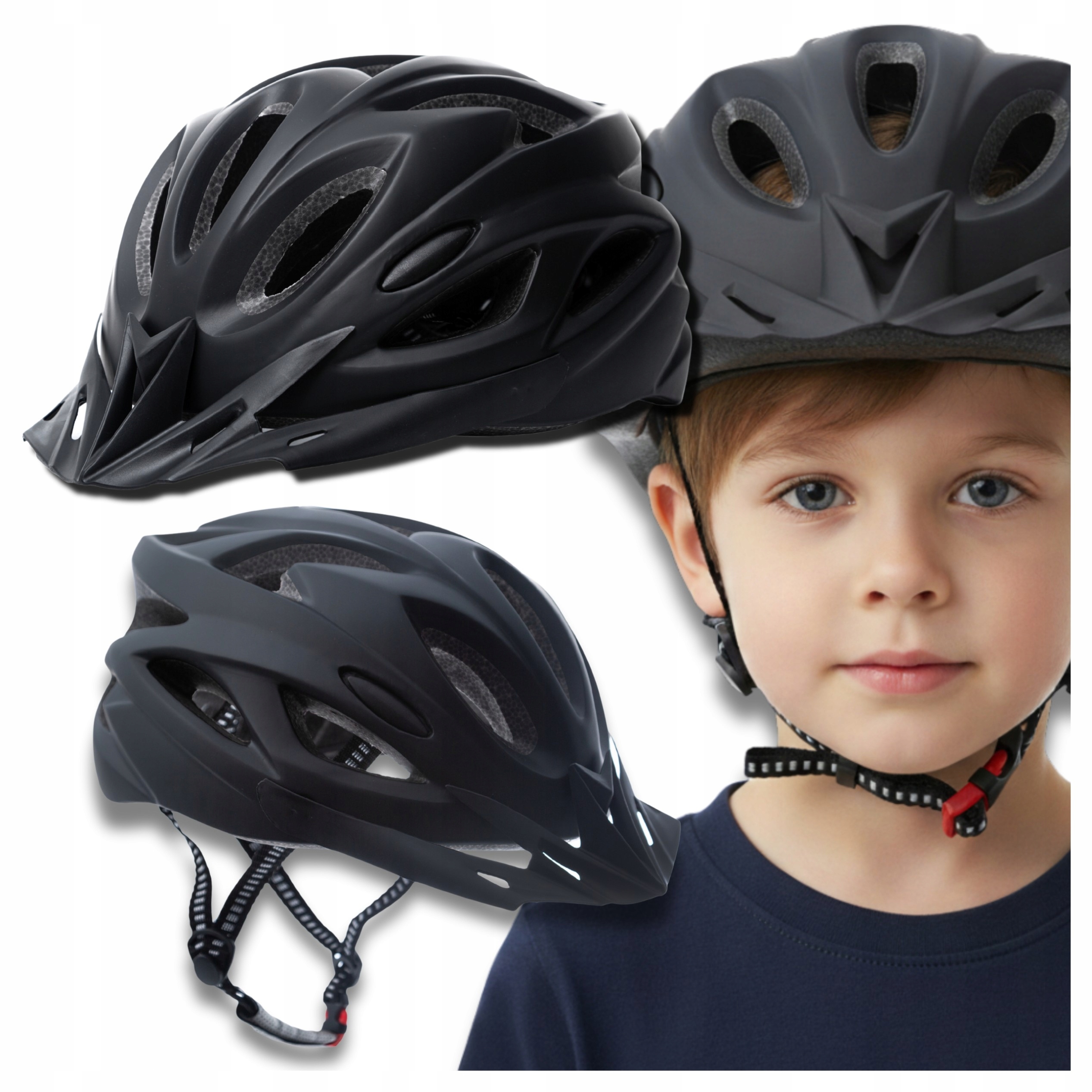 Kask Rowerowy dla Chłopca z Daszkiem na Rower MTB Szosowy Hulajnogę 48-54cm