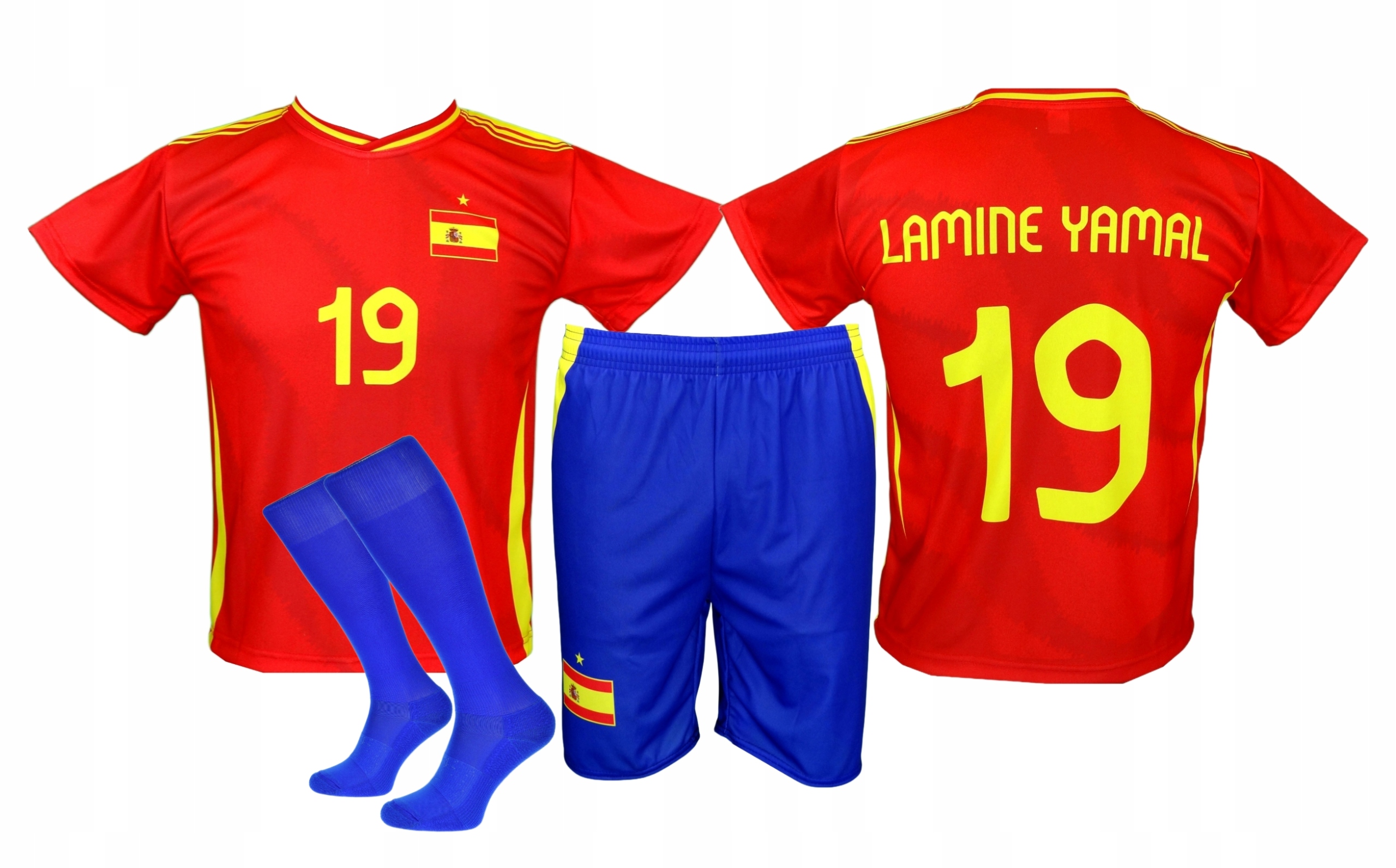 Lamine Yamal Hiszpania strój sportowy koszulka spodenki getry r. 160 S
