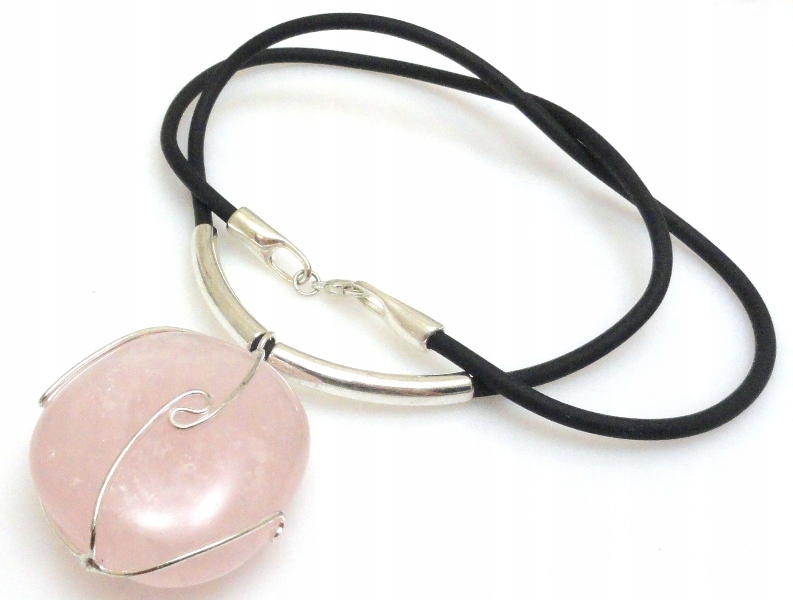 Náhrdelník růžový křemen – 43x30x17 mm
