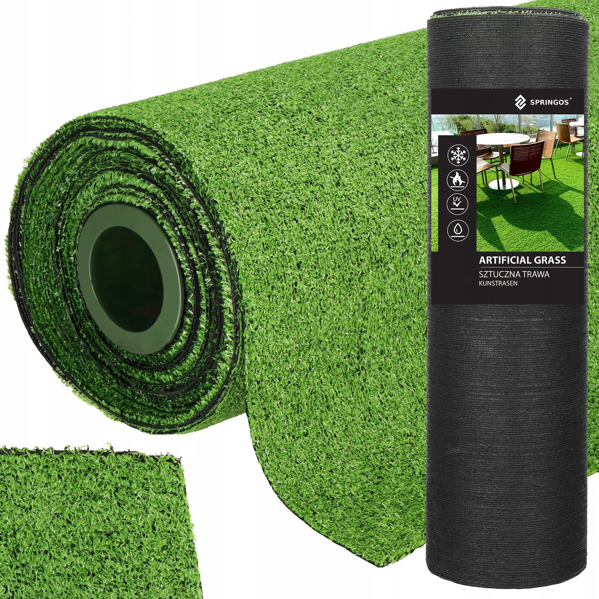 SZTUCZNA TRAWA 7mm ZIELONA WYKŁADZINA Z ROLKI 4m NA BALKON TARAS DOM OGRÓD Kolor zielony