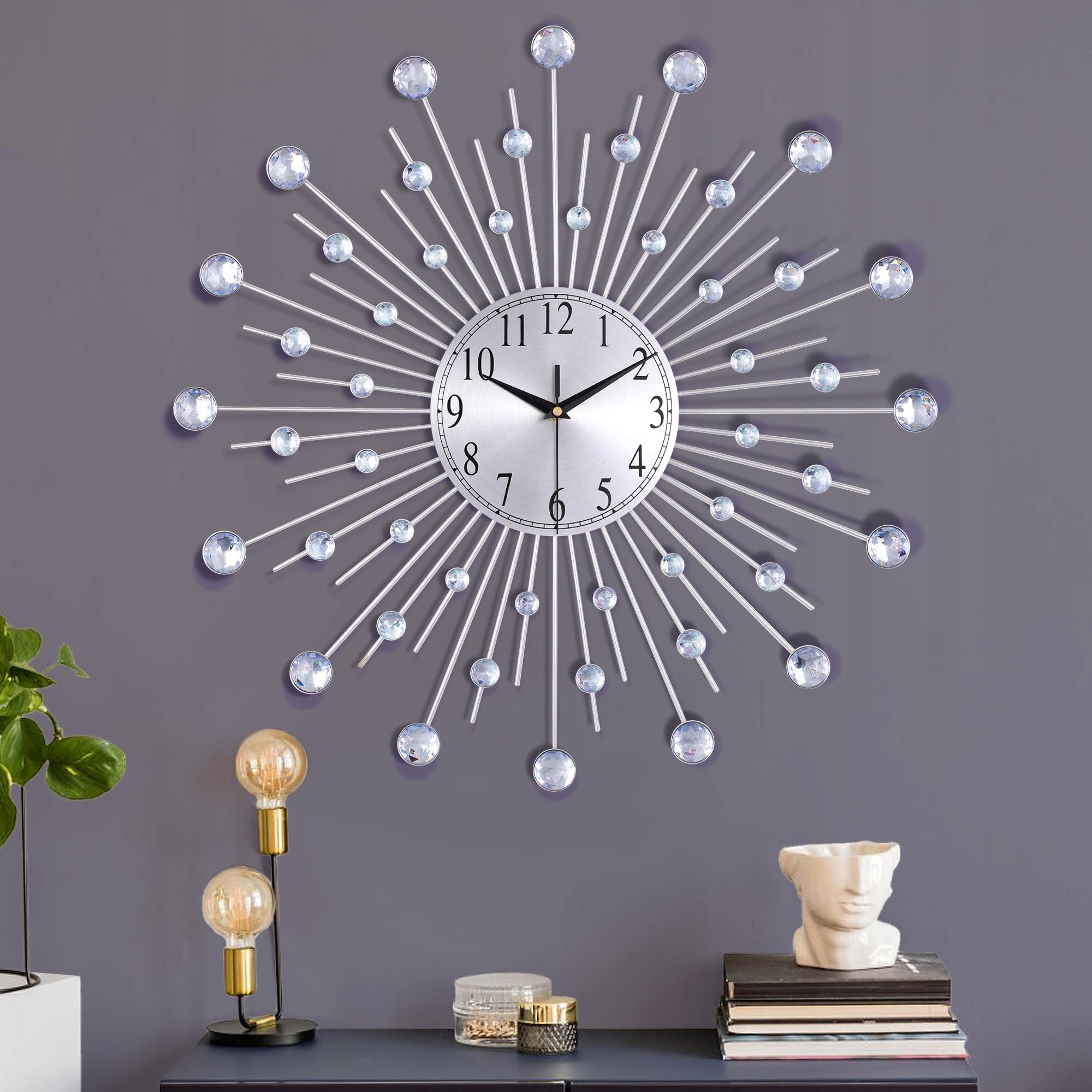 Nástenné hodiny Lafocuse 56 cm strieborné tiché moderné