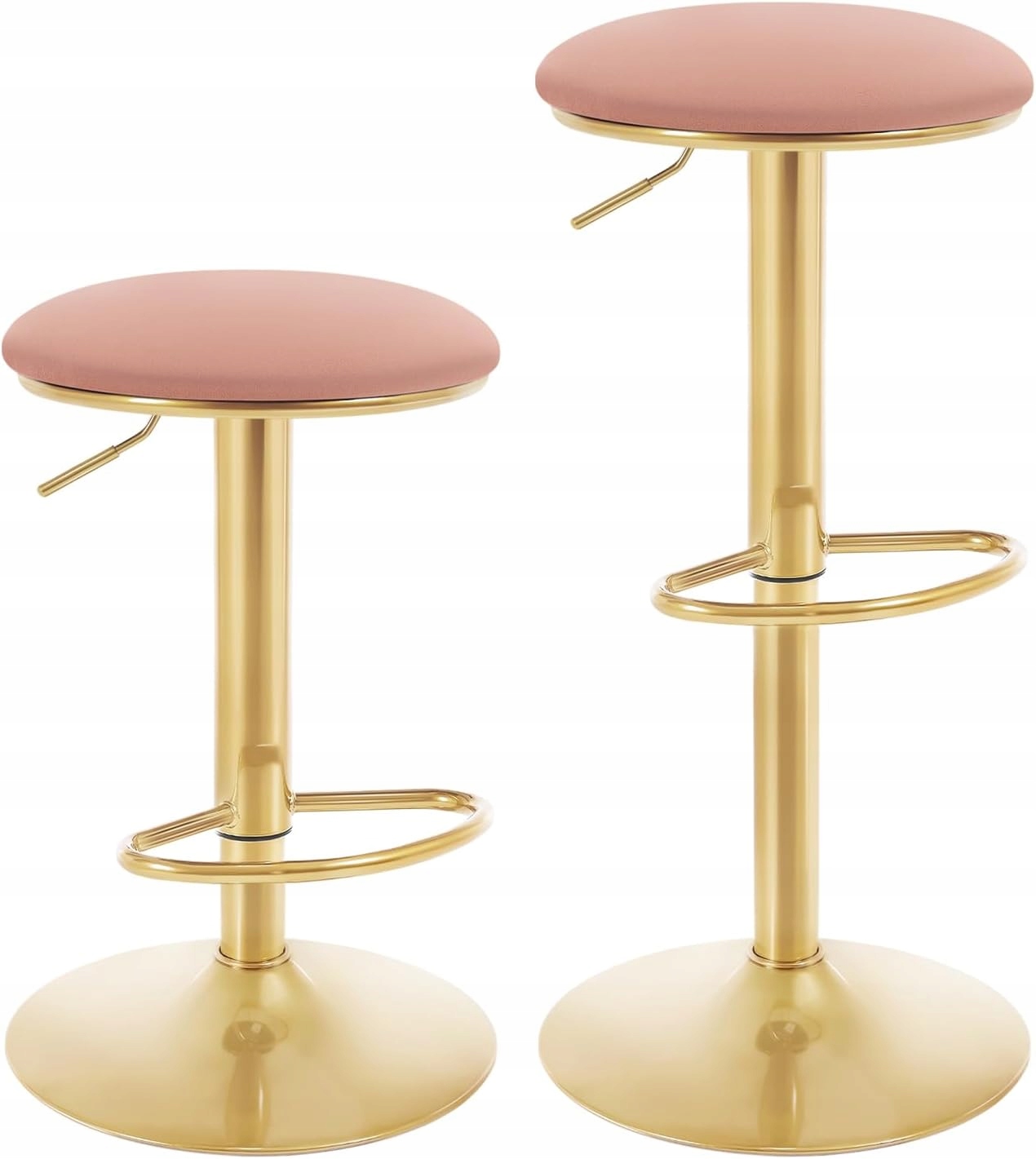 Woltu Barová Stolička Sada 2 Ks Hokerová Stolička Otočná Podnožka Ružová Zlatá