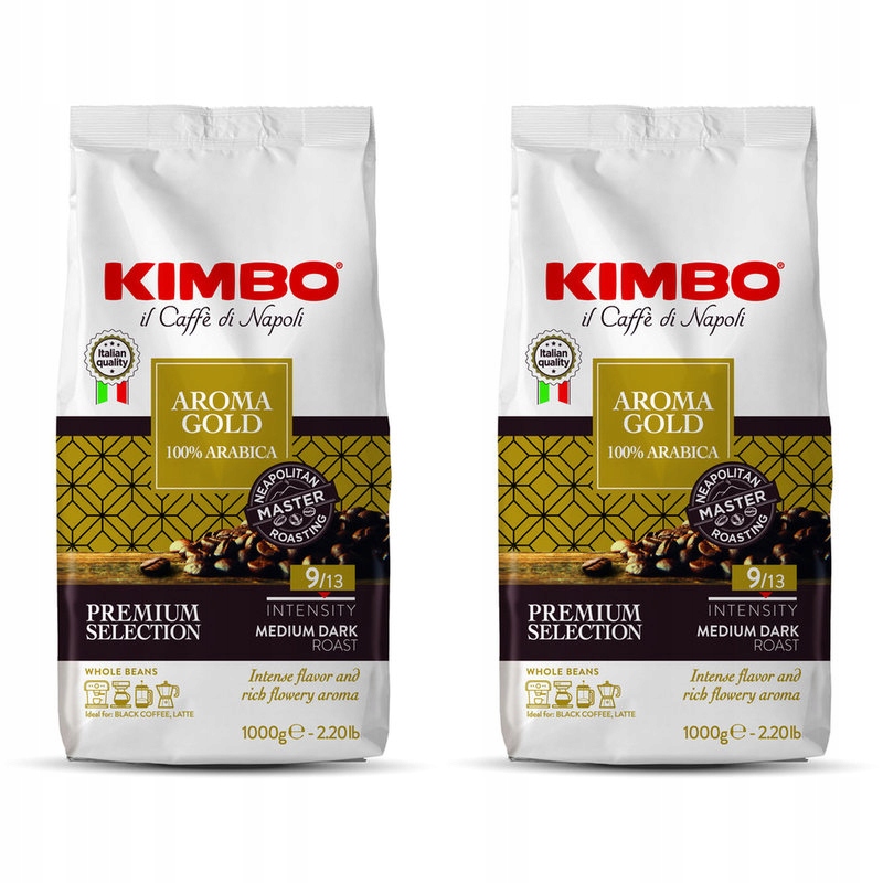 Zestaw 2x Kimbo Aroma Gold 1kg włoska kawa ziarnista 100% arabica