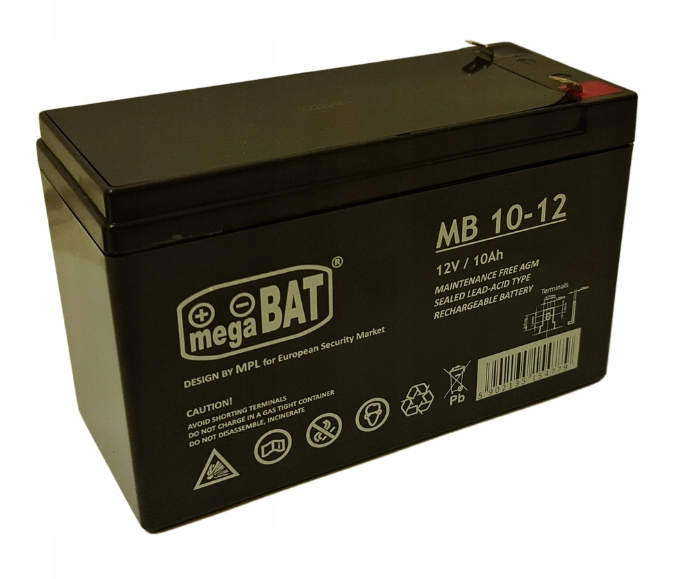 AKUMULATOR BEZOBSŁUGOWY AGM 12V 10Ah UPS ALARM