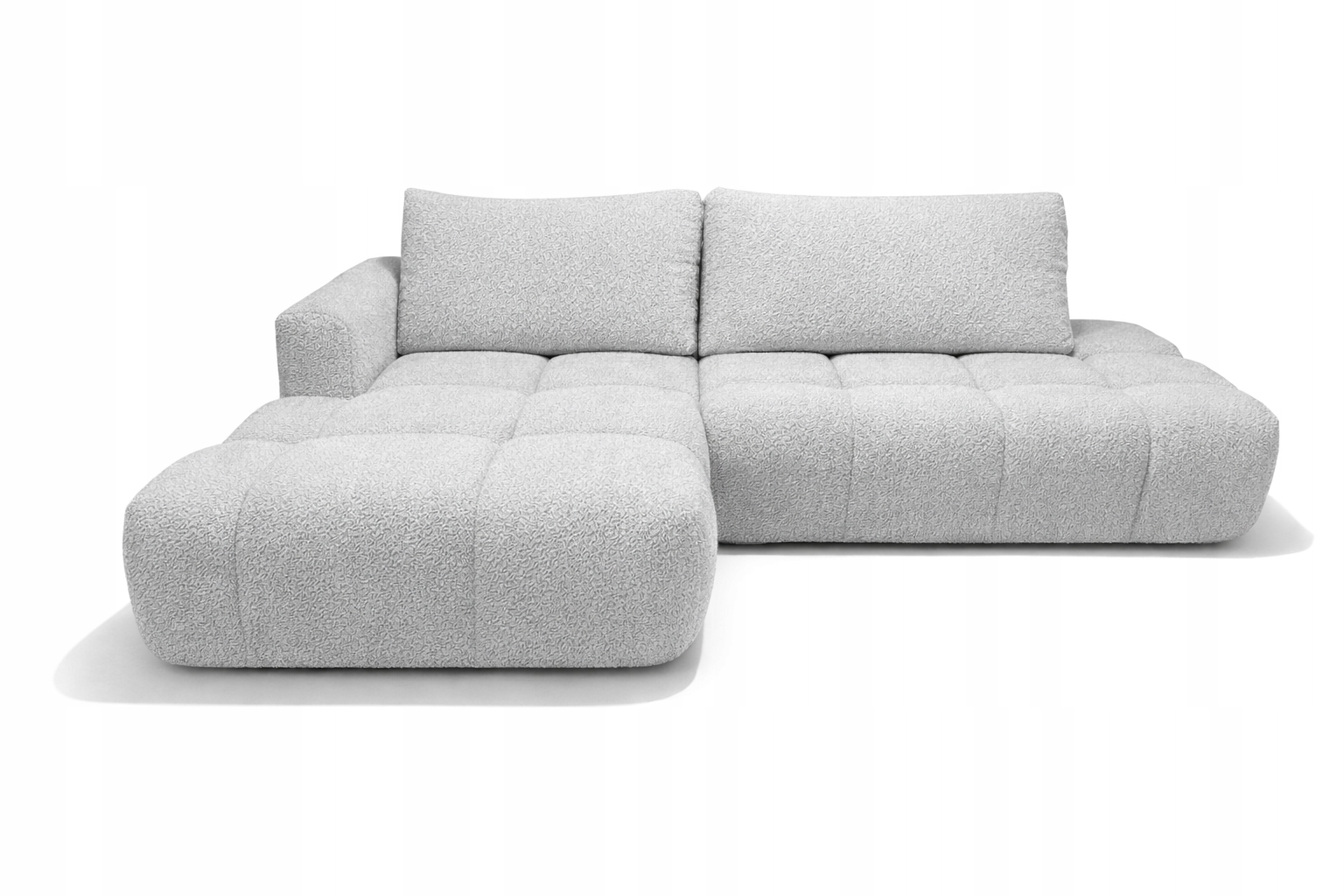 Světle Šedý Rohová Sedací Souprava S Funkcí Spaní Soffi 280 CM Levý Boucle Nádoba