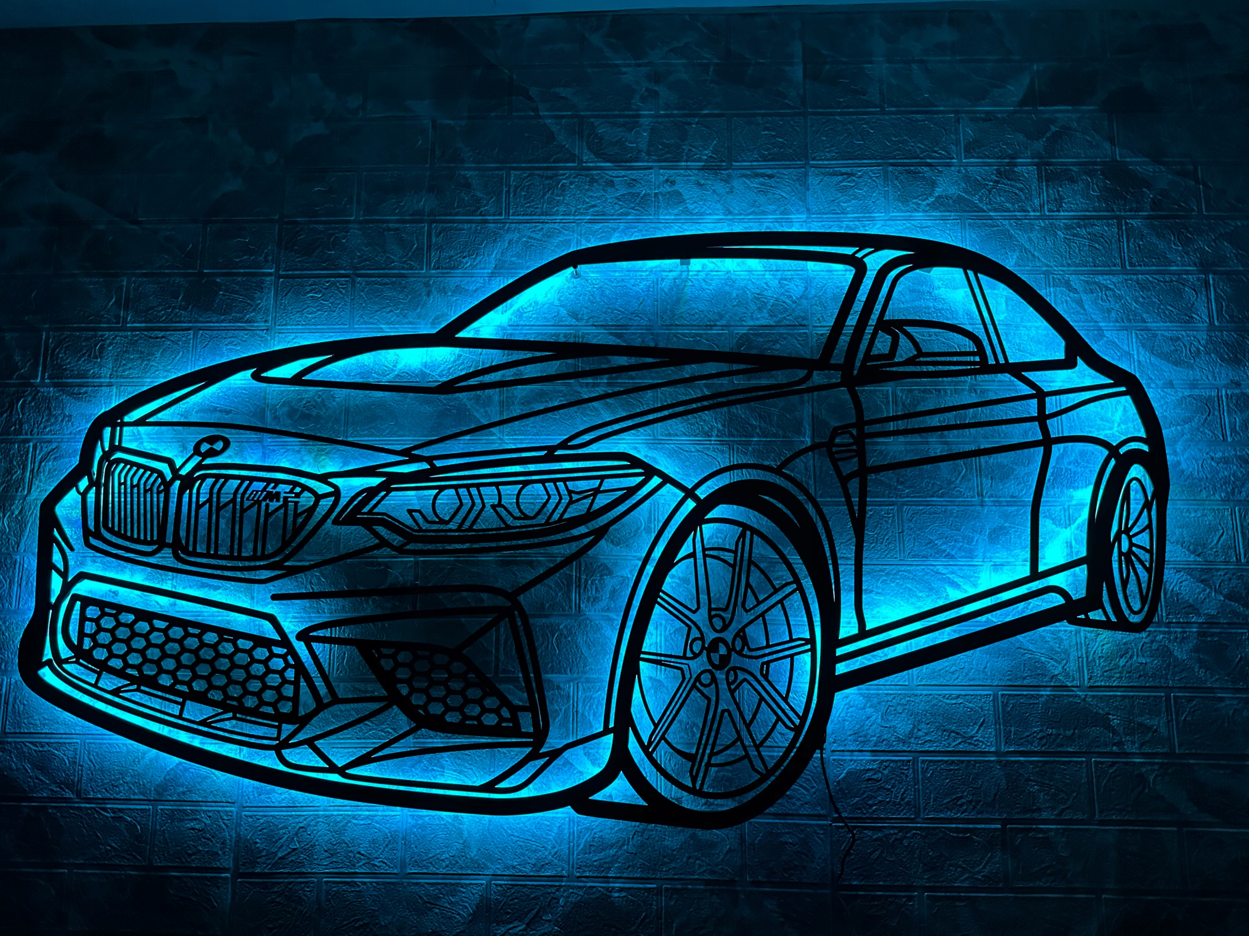 Drevený obraz Bmw M2 Line Led Nástenná Dekorácia 3D obraz