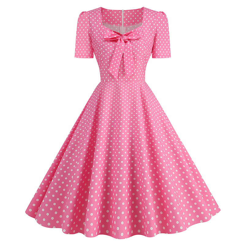Damska sukienka w stylu retro z lat 50. i 60. w kropki Rockabilly