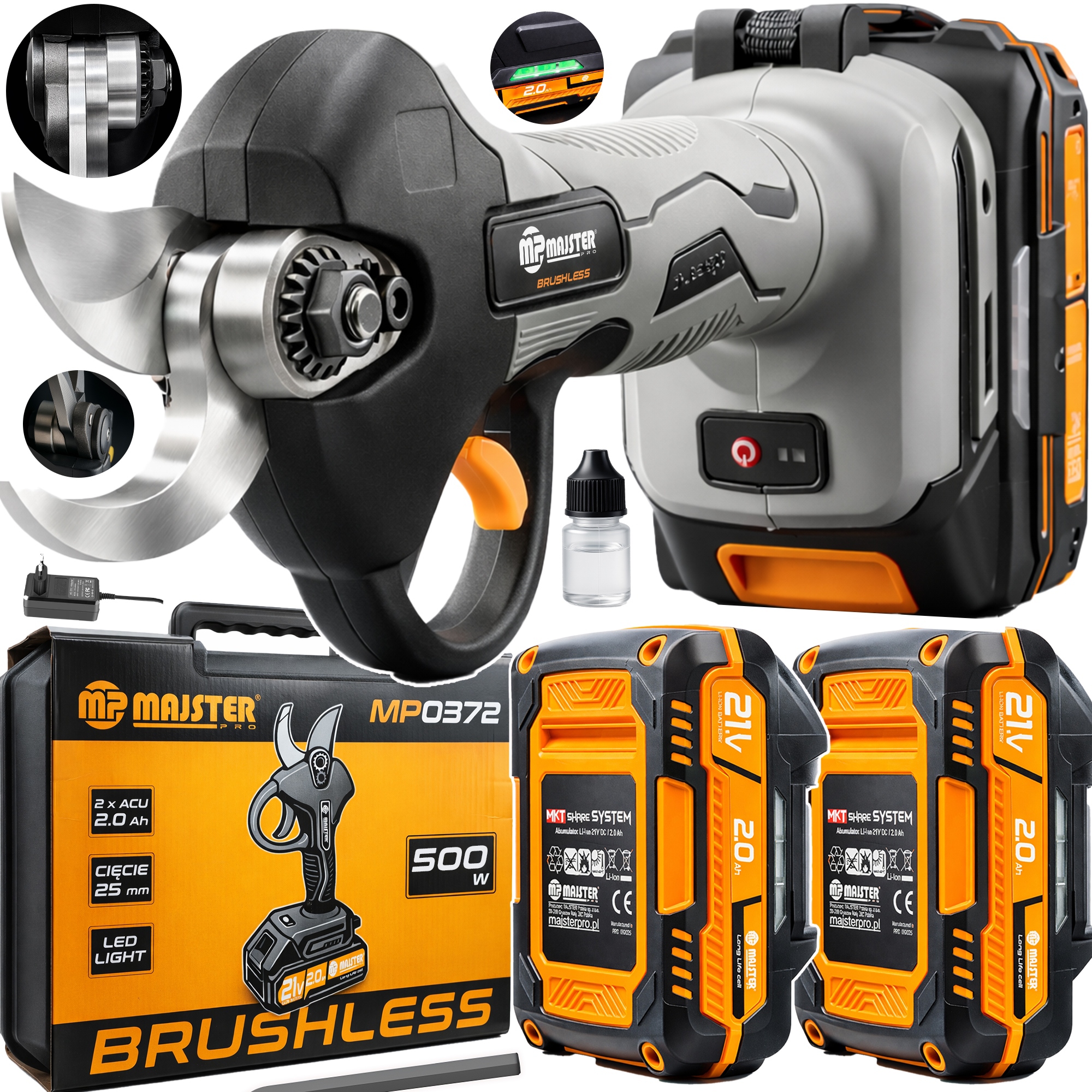 Sekator akumulatorowy Elektryczny Nożyce Ogrodowy Sadowniczy Aku MP0372