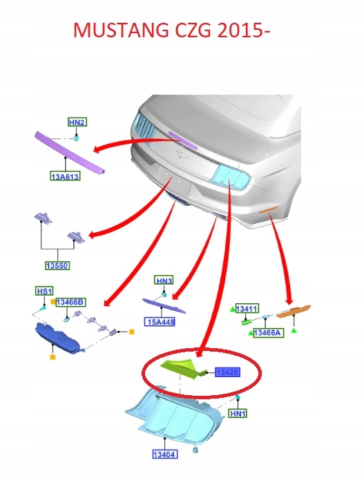 NAKŁADKA LAMPY PRAWY TYŁ MUSTANG _ FR3B-13A414-AF Numer katalogowy oryginału FR3B-13A414-AF_1931607