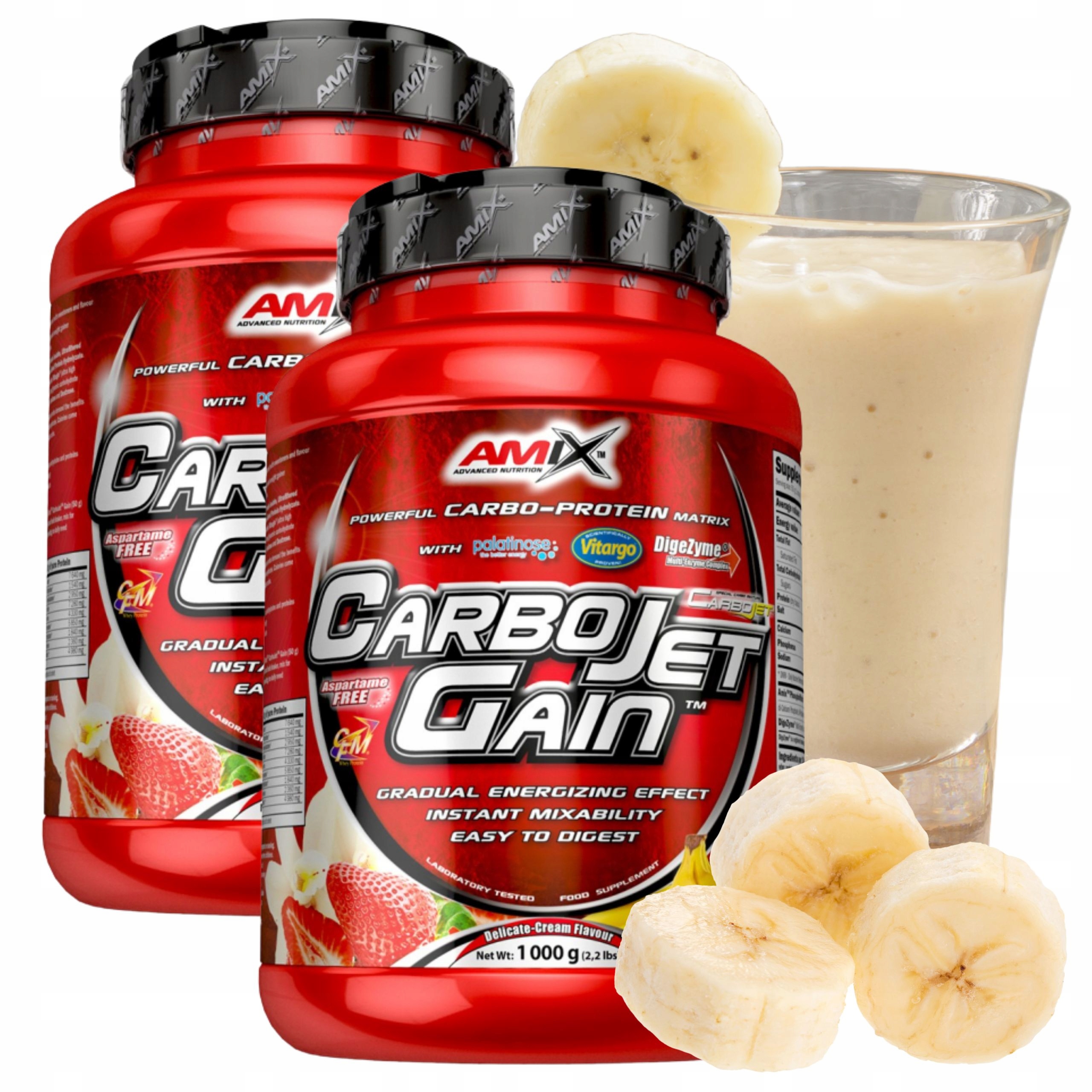 CarboJet Gain Doplněk Stravy na svalovou hmotu Wpi Cfm Komplexní sacharidy 2 x 1 kg