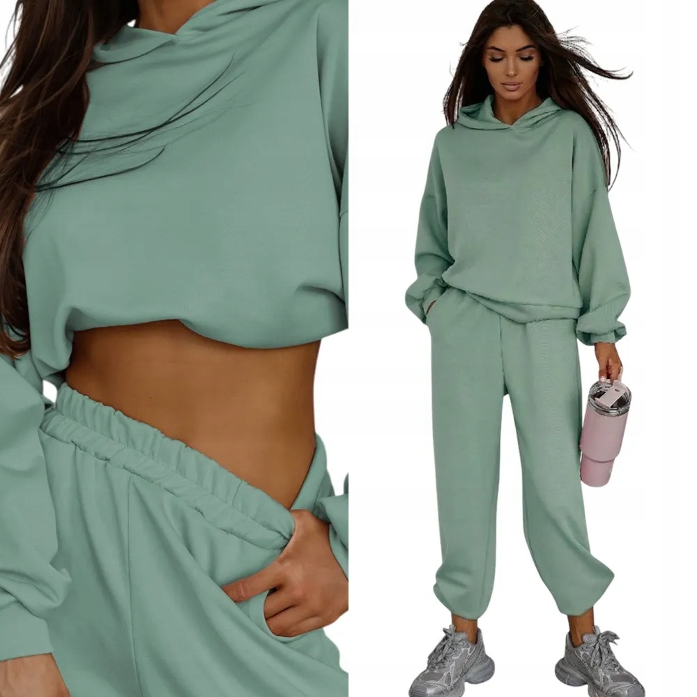 Dámský Teplákovka Sportovní komplet s kapucí L/XL Mátový